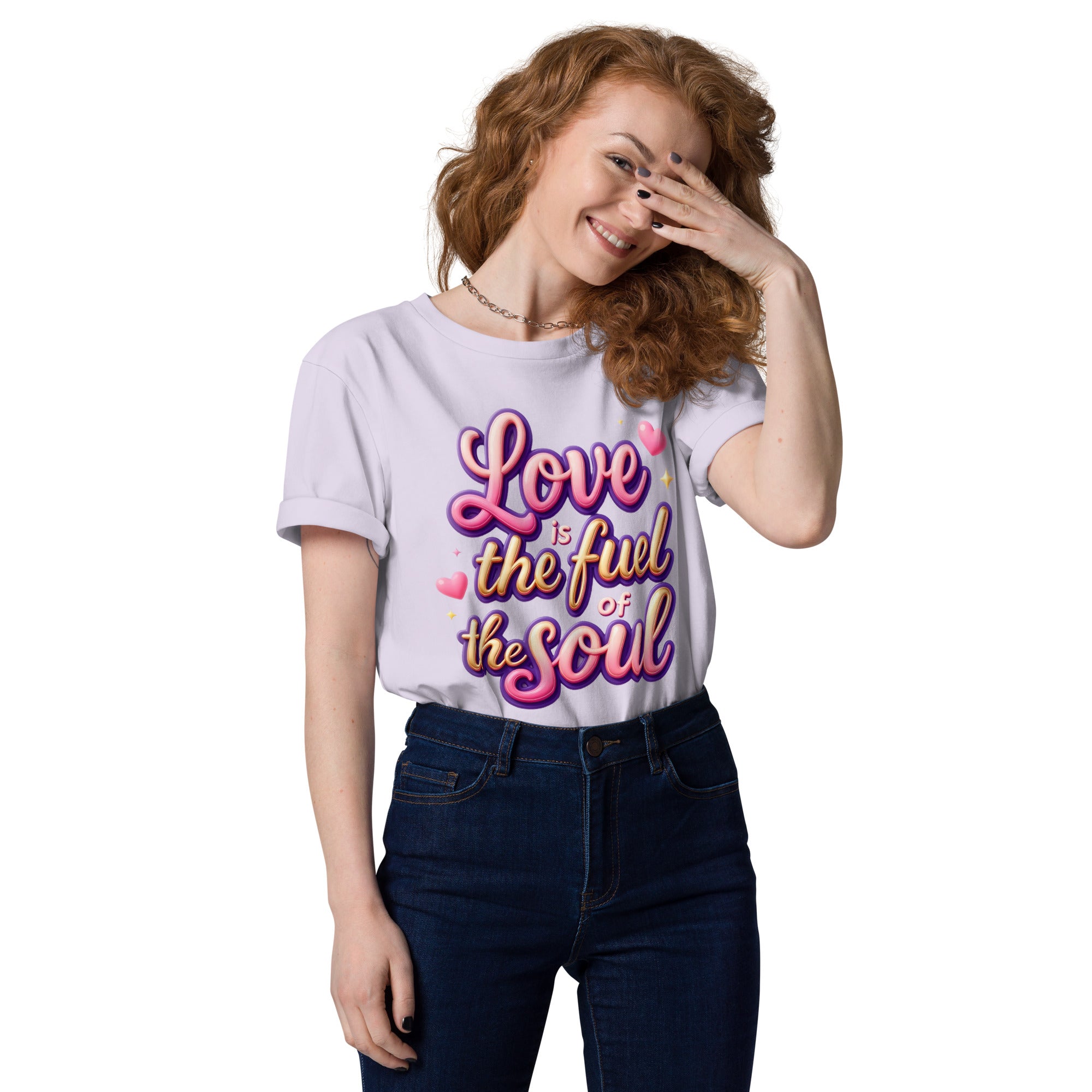 Unisex organic cotton t-shirt - Love Is the Fuel of the Soul – Inspirational Organic Unisex T‑Shirt for Dream‑Chasers by printfluence.net