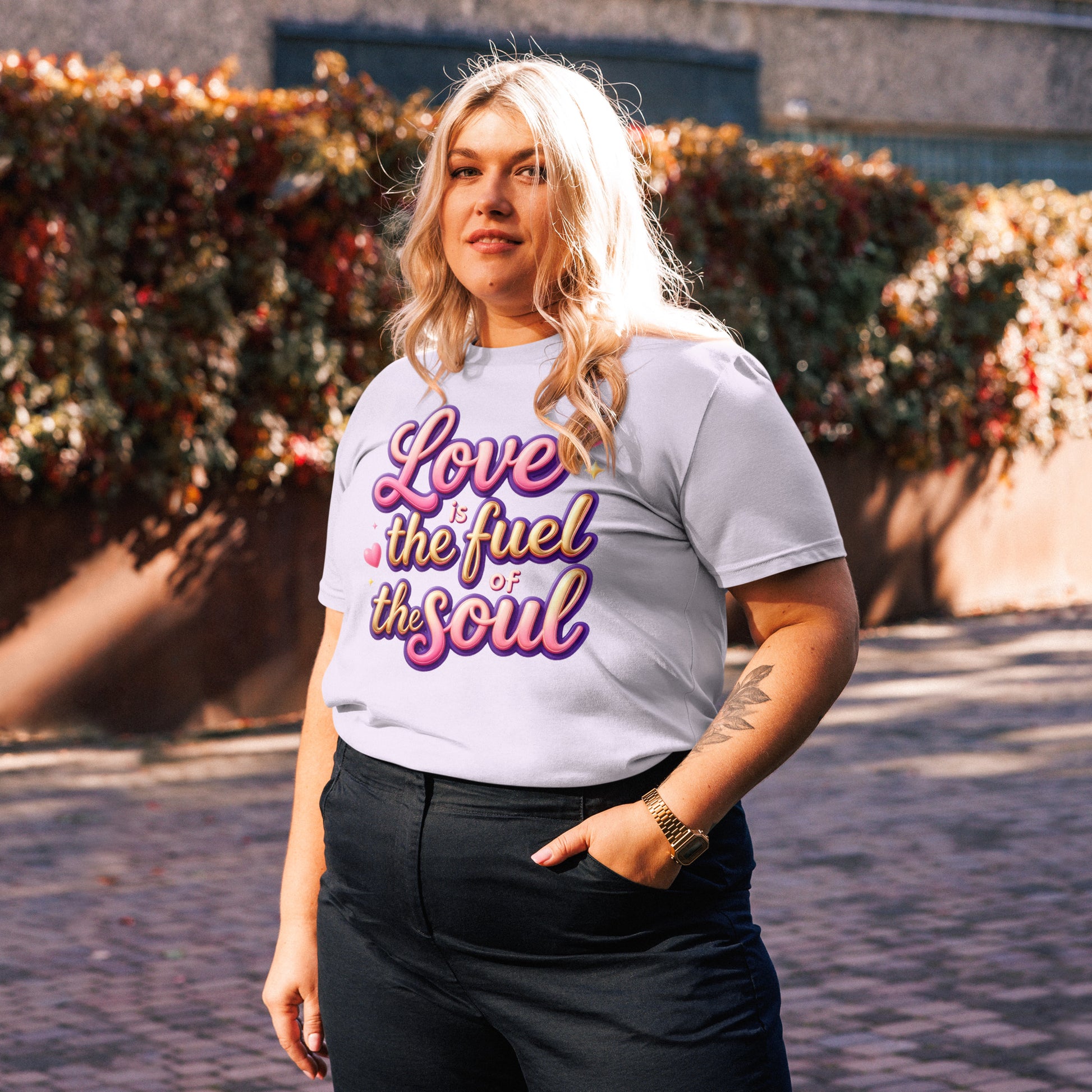 Unisex organic cotton t-shirt - Love Is the Fuel of the Soul – Inspirational Organic Unisex T‑Shirt for Dream‑Chasers by printfluence.net
