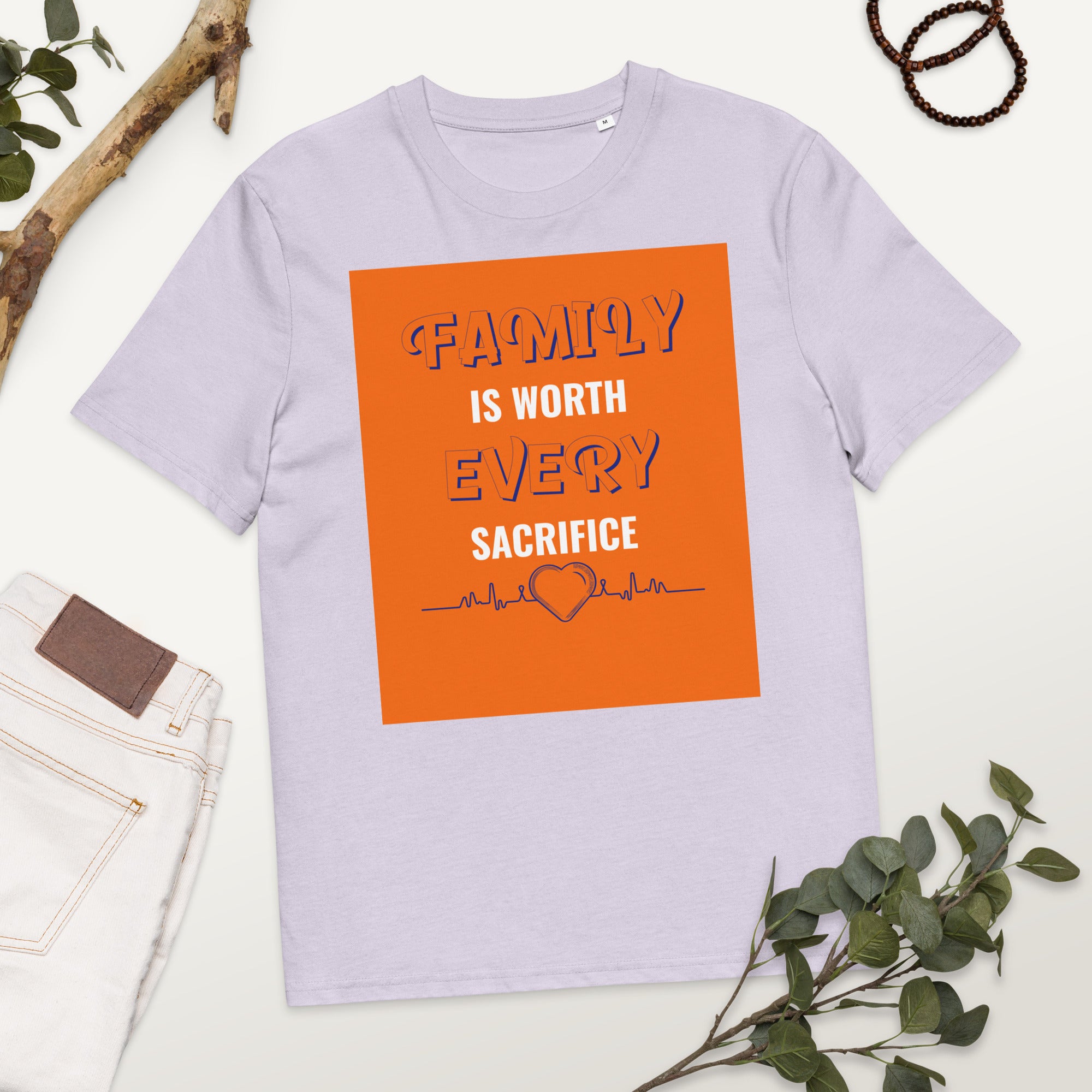 Unisex organic cotton t-shirt - Family First Organic T-Shirt – For Elite Leaders Who Sacrifice for Greatness by printfluence.net