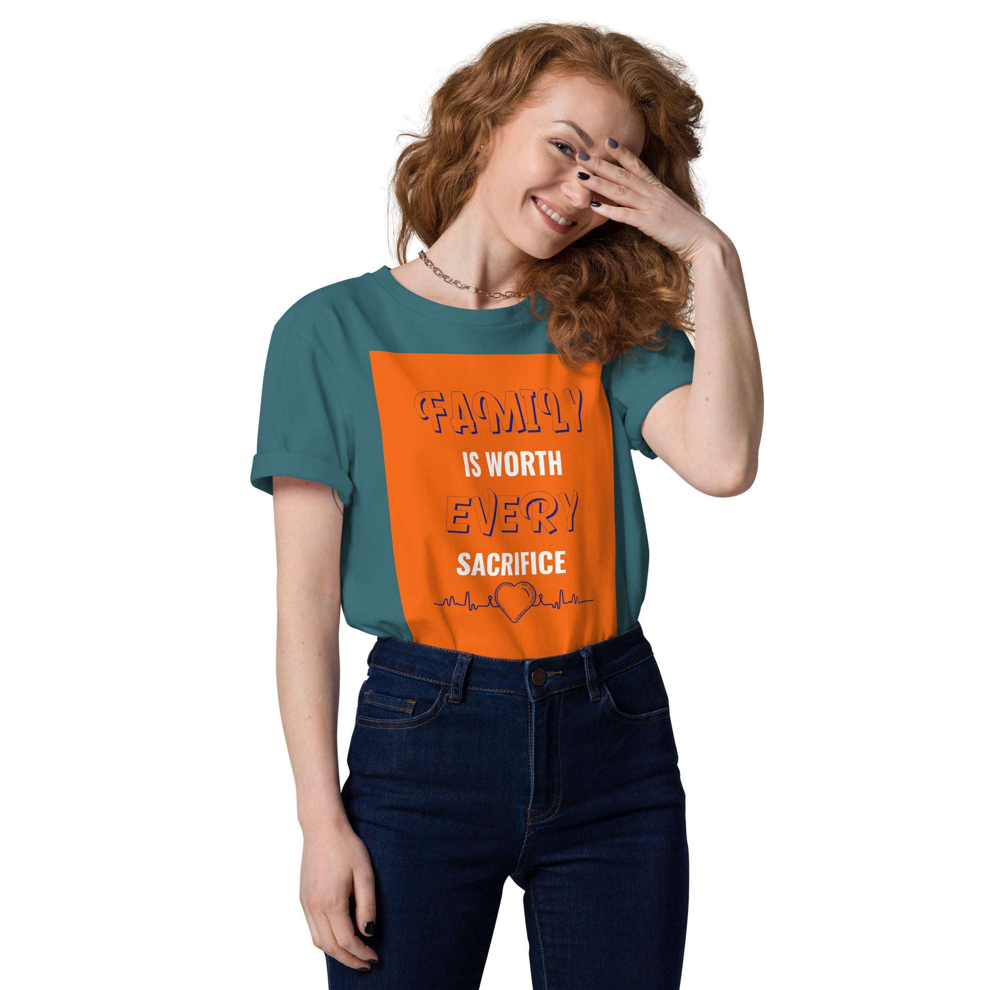 Unisex organic cotton t-shirt - Family First Organic T-Shirt – For Elite Leaders Who Sacrifice for Greatness by printfluence.net