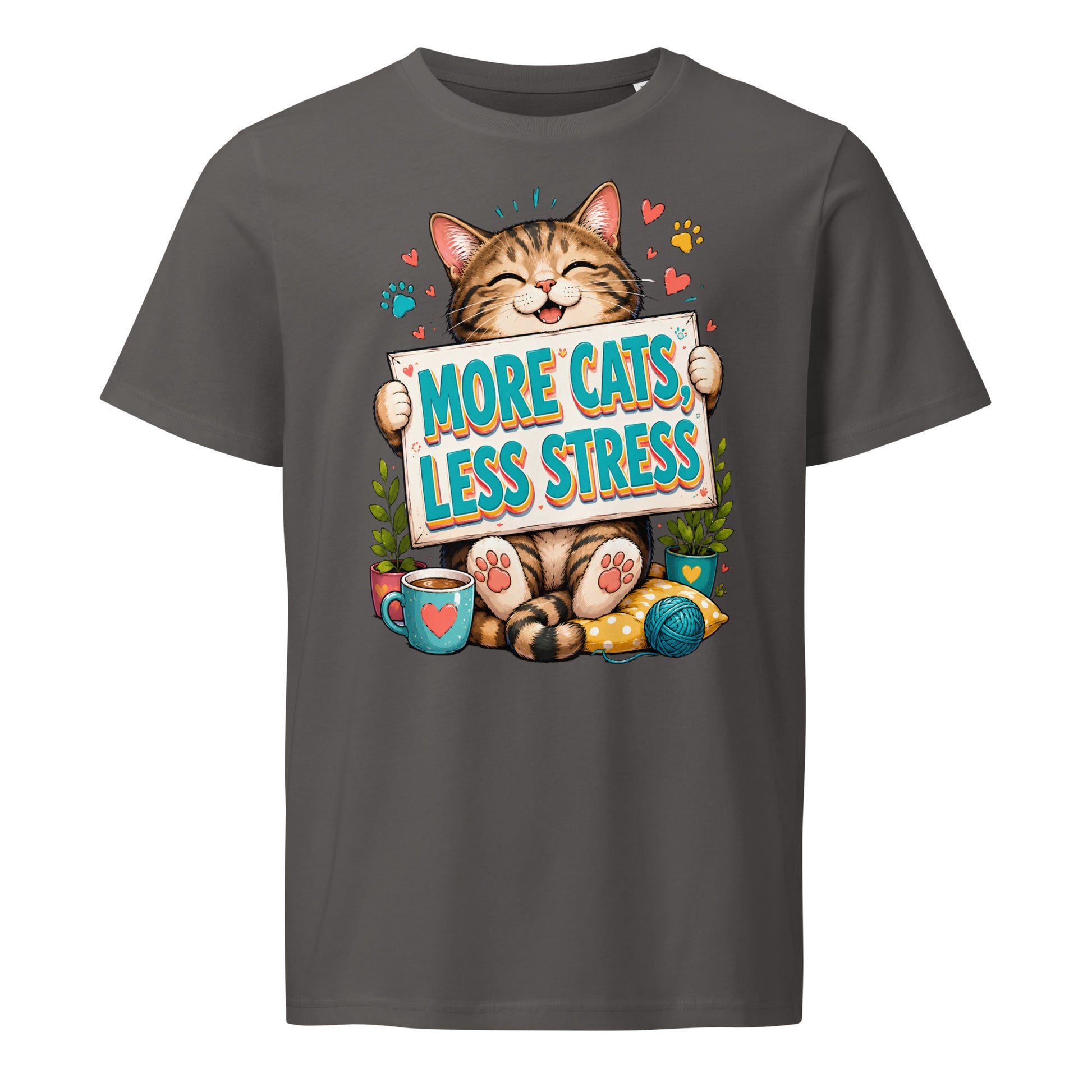 Elite More Cats Less Stress - Premium Luxury T-Shirt for Cat Lovers by printfluence.net