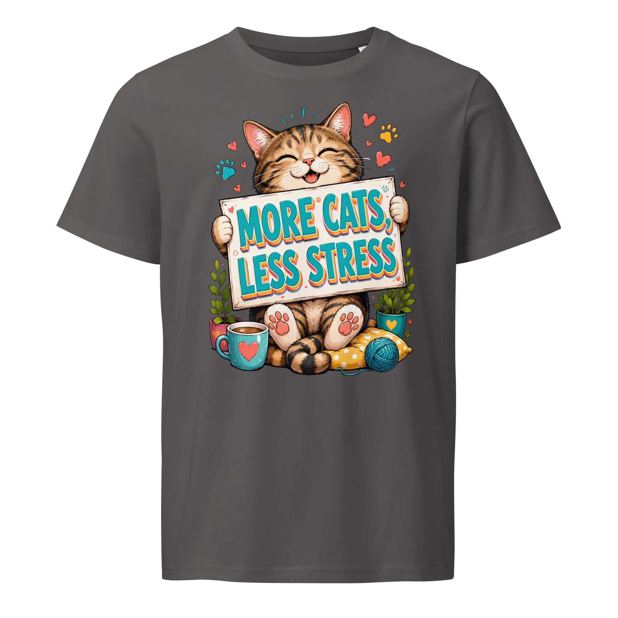 Elite More Cats Less Stress - Premium Luxury T-Shirt for Cat Lovers by printfluence.net