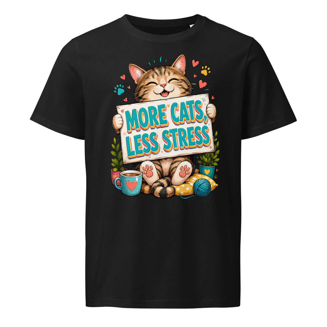 Elite More Cats Less Stress - Premium Luxury T-Shirt for Cat Lovers by printfluence.net