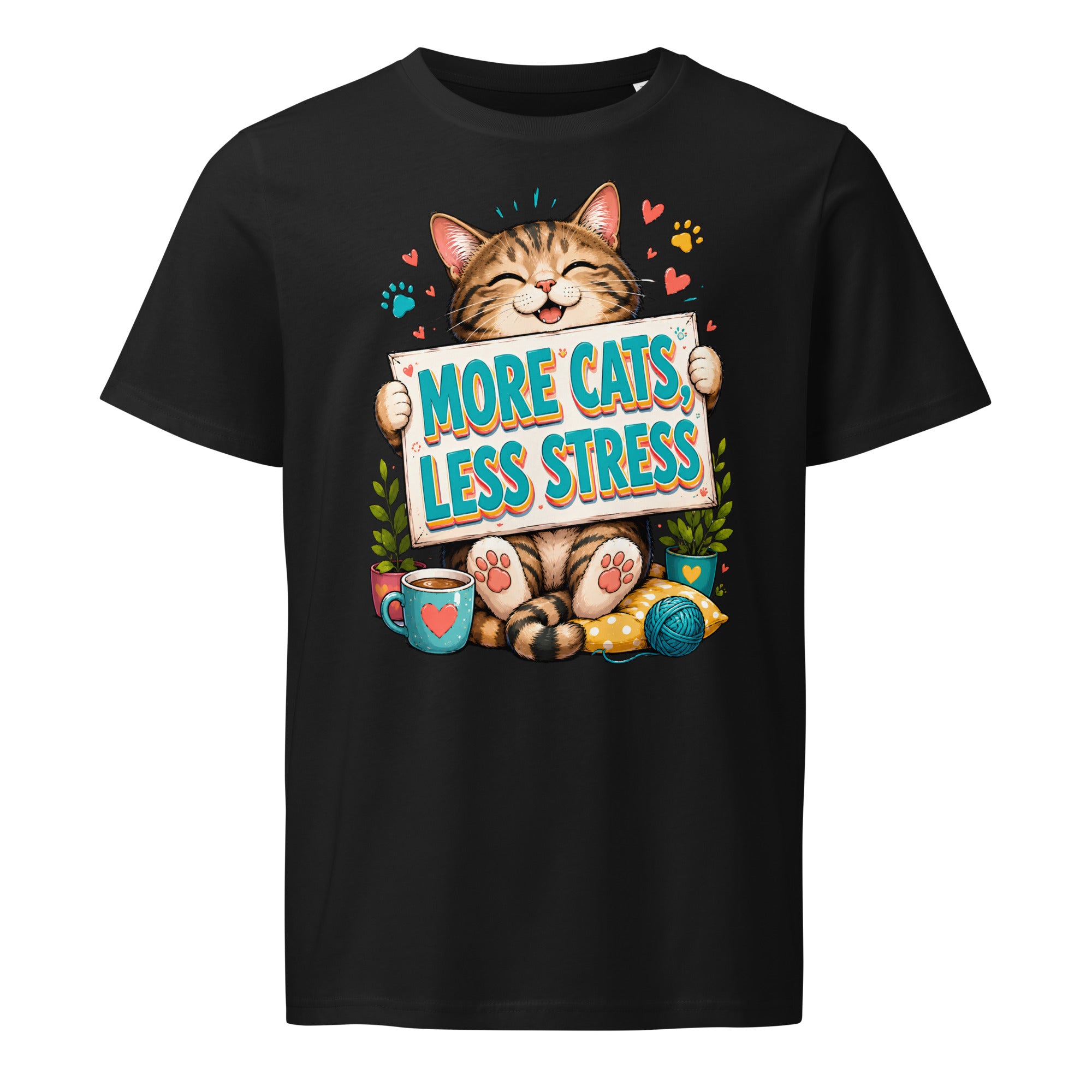 Elite More Cats Less Stress - Premium Luxury T-Shirt for Cat Lovers by printfluence.net