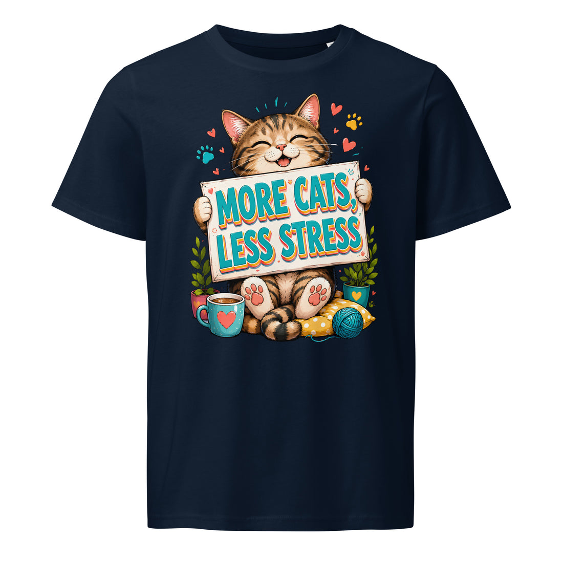 Elite More Cats Less Stress - Premium Luxury T-Shirt for Cat Lovers by printfluence.net
