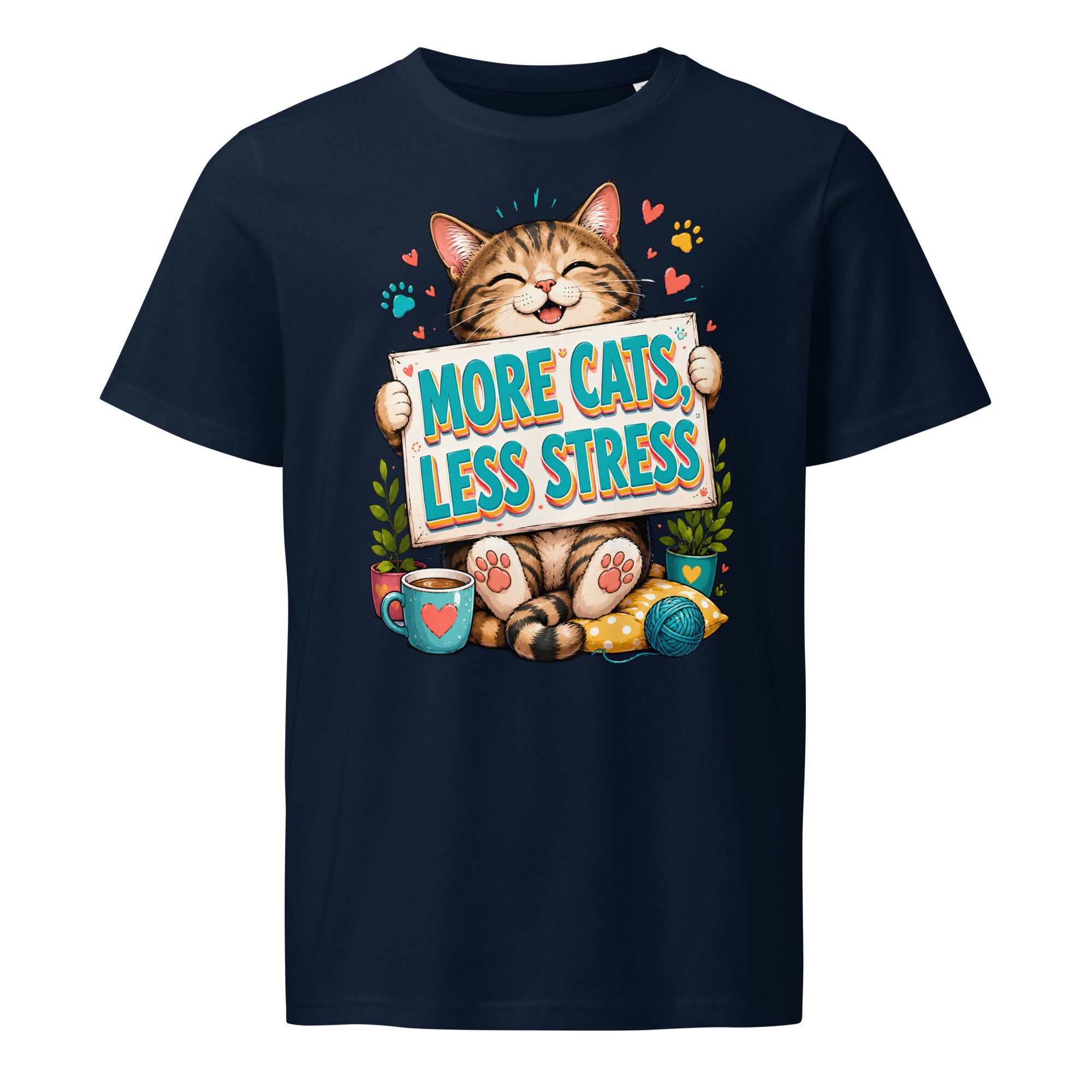 Elite More Cats Less Stress - Premium Luxury T-Shirt for Cat Lovers by printfluence.net