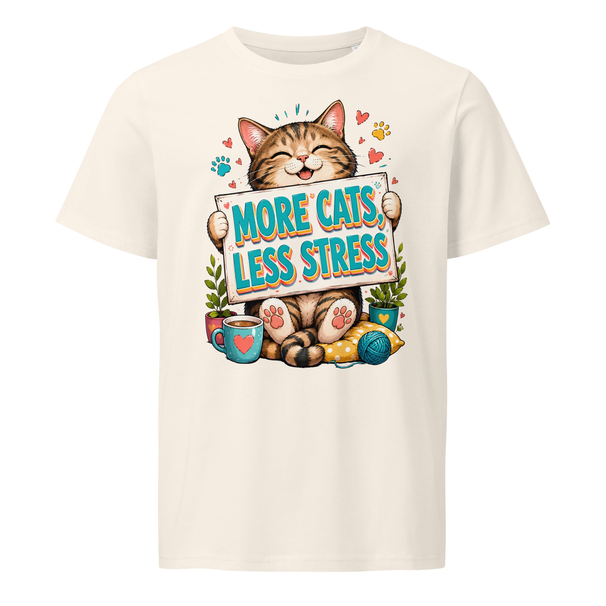 Elite More Cats Less Stress - Premium Luxury T-Shirt for Cat Lovers by printfluence.net