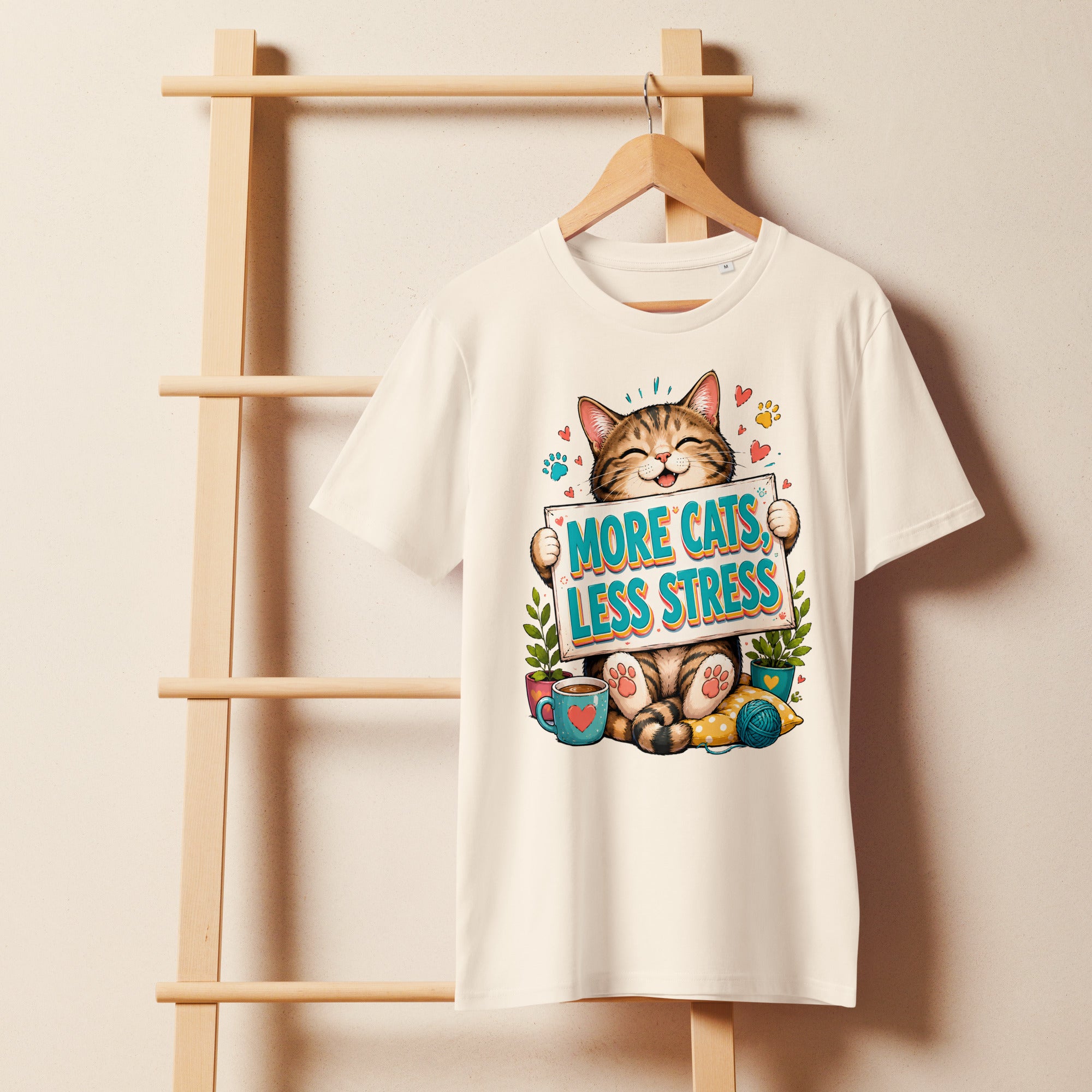 Elite More Cats Less Stress - Premium Luxury T-Shirt for Cat Lovers by printfluence.net
