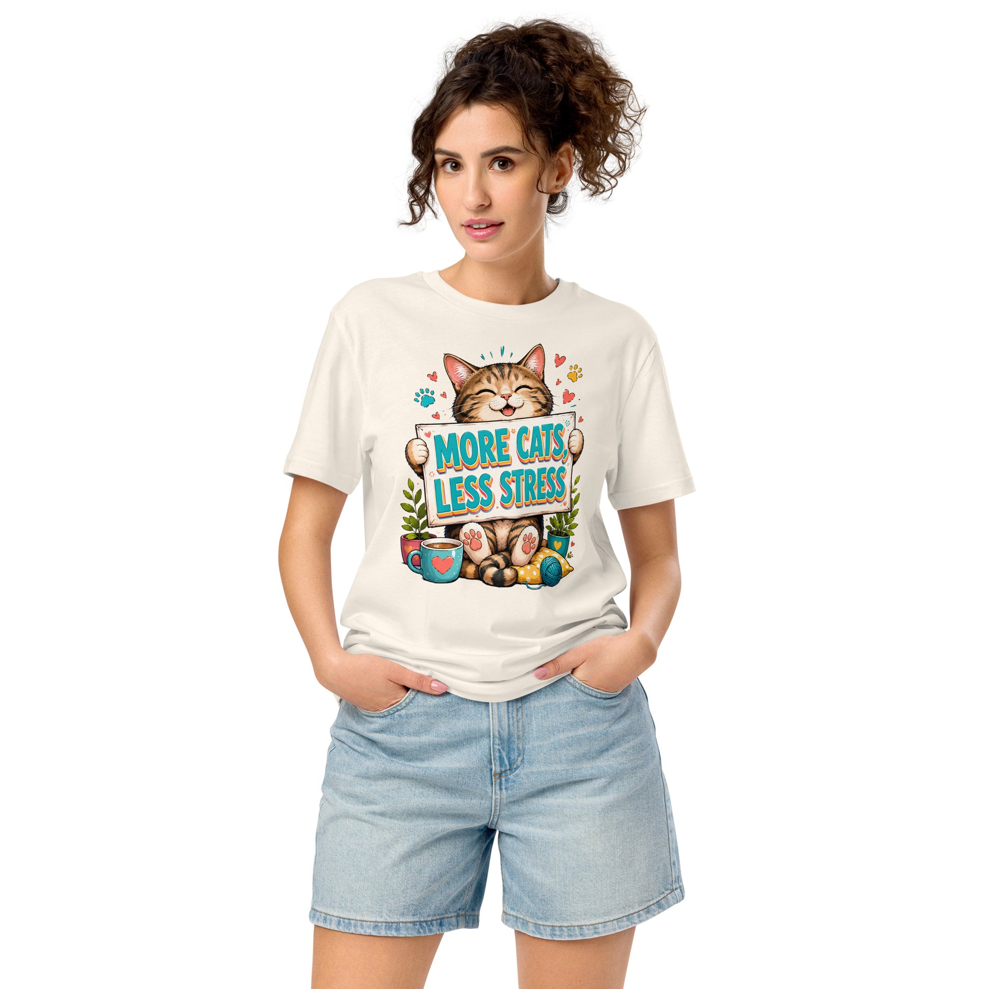 Elite More Cats Less Stress - Premium Luxury T-Shirt for Cat Lovers by printfluence.net
