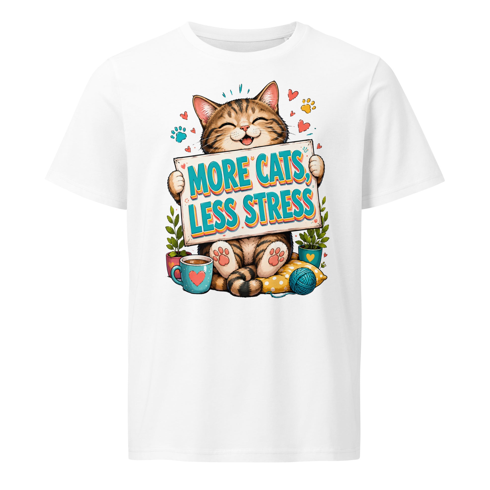 Elite More Cats Less Stress - Premium Luxury T-Shirt for Cat Lovers by printfluence.net