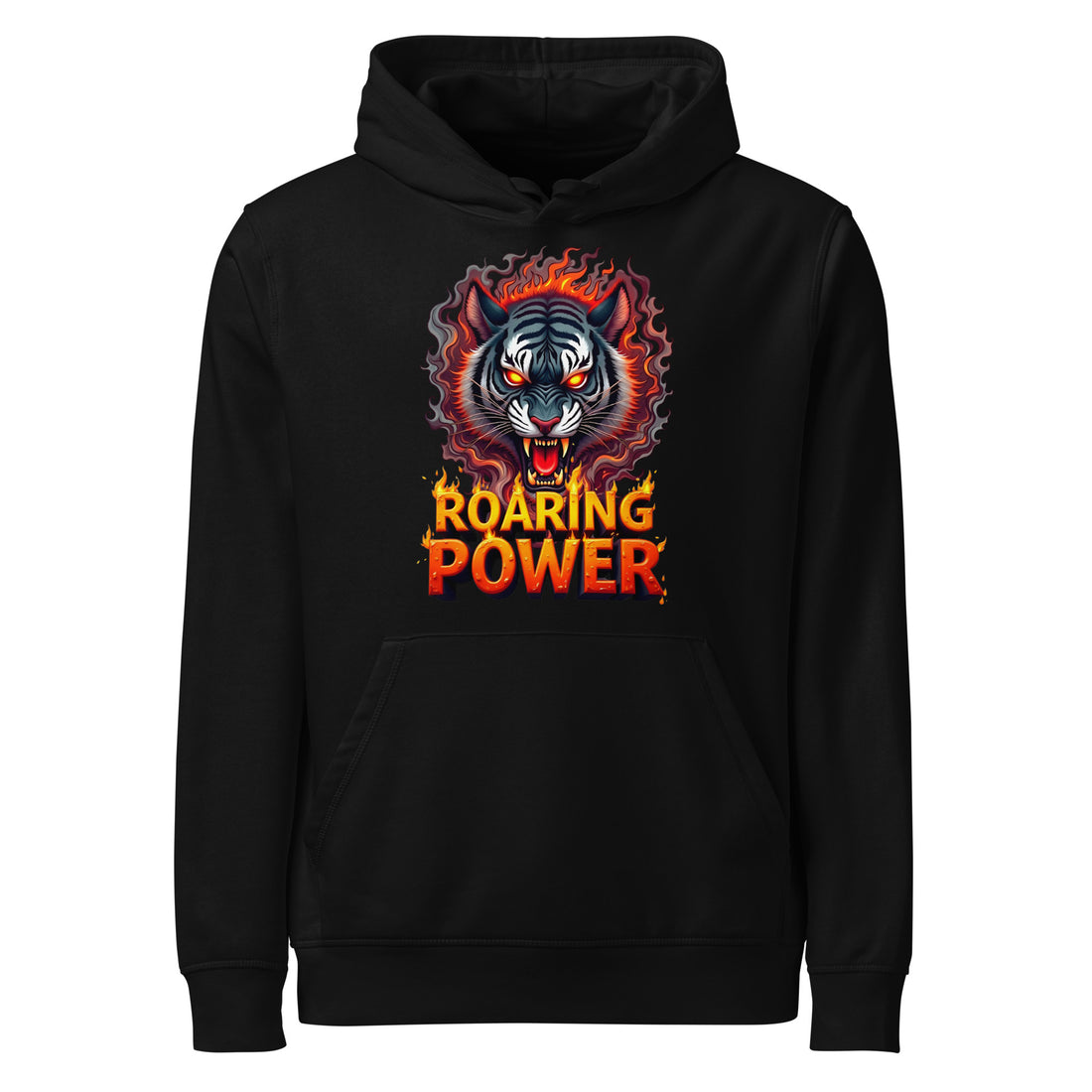 Unisex organic mid-weight hoodie - Roaring Power Tiger Organic Hoodie – Fierce Eco Beast Warmth by printfluence.net