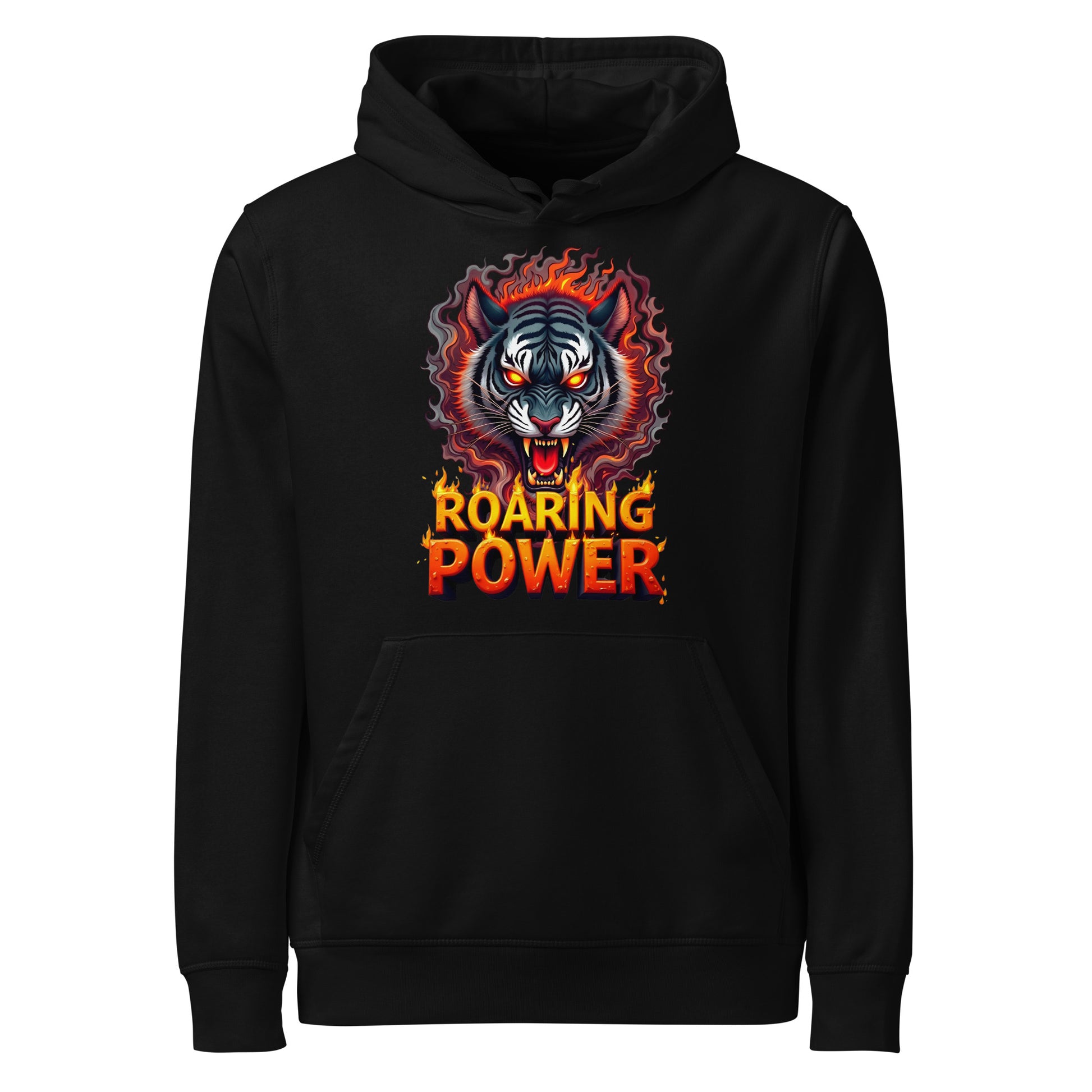 Unisex organic mid-weight hoodie - Roaring Power Tiger Organic Hoodie – Fierce Eco Beast Warmth by printfluence.net