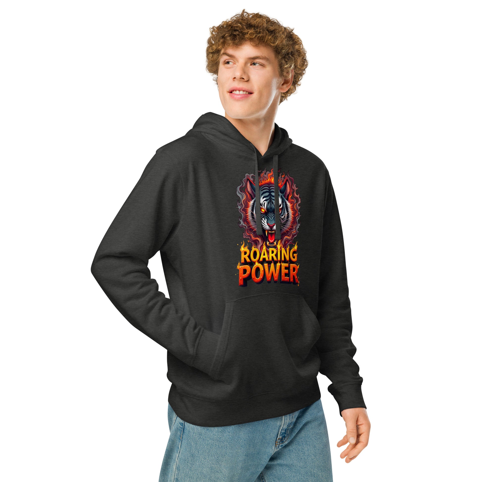 Unisex organic mid-weight hoodie - Roaring Power Tiger Organic Hoodie – Fierce Eco Beast Warmth by printfluence.net
