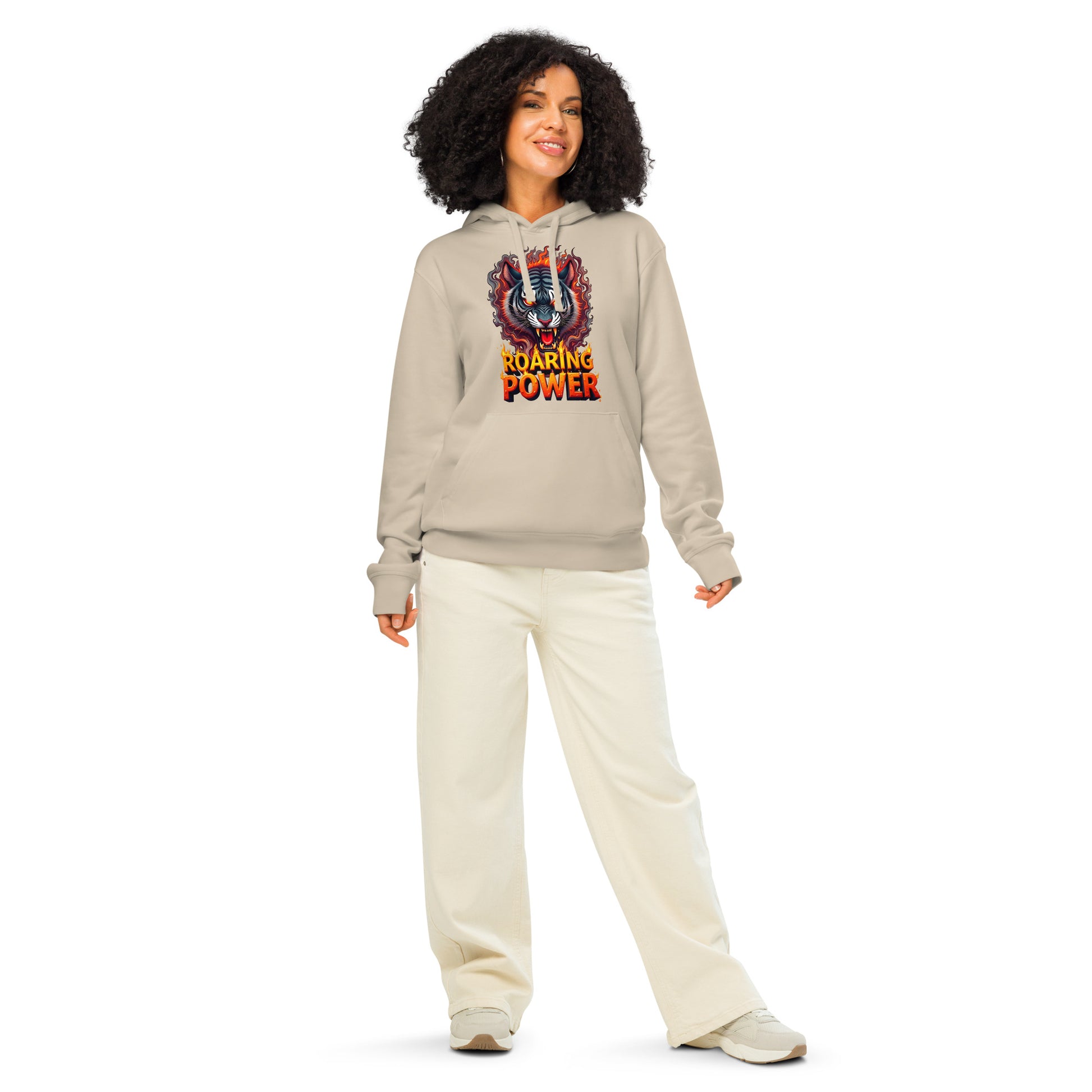 Unisex organic mid-weight hoodie - Roaring Power Tiger Organic Hoodie – Fierce Eco Beast Warmth by printfluence.net