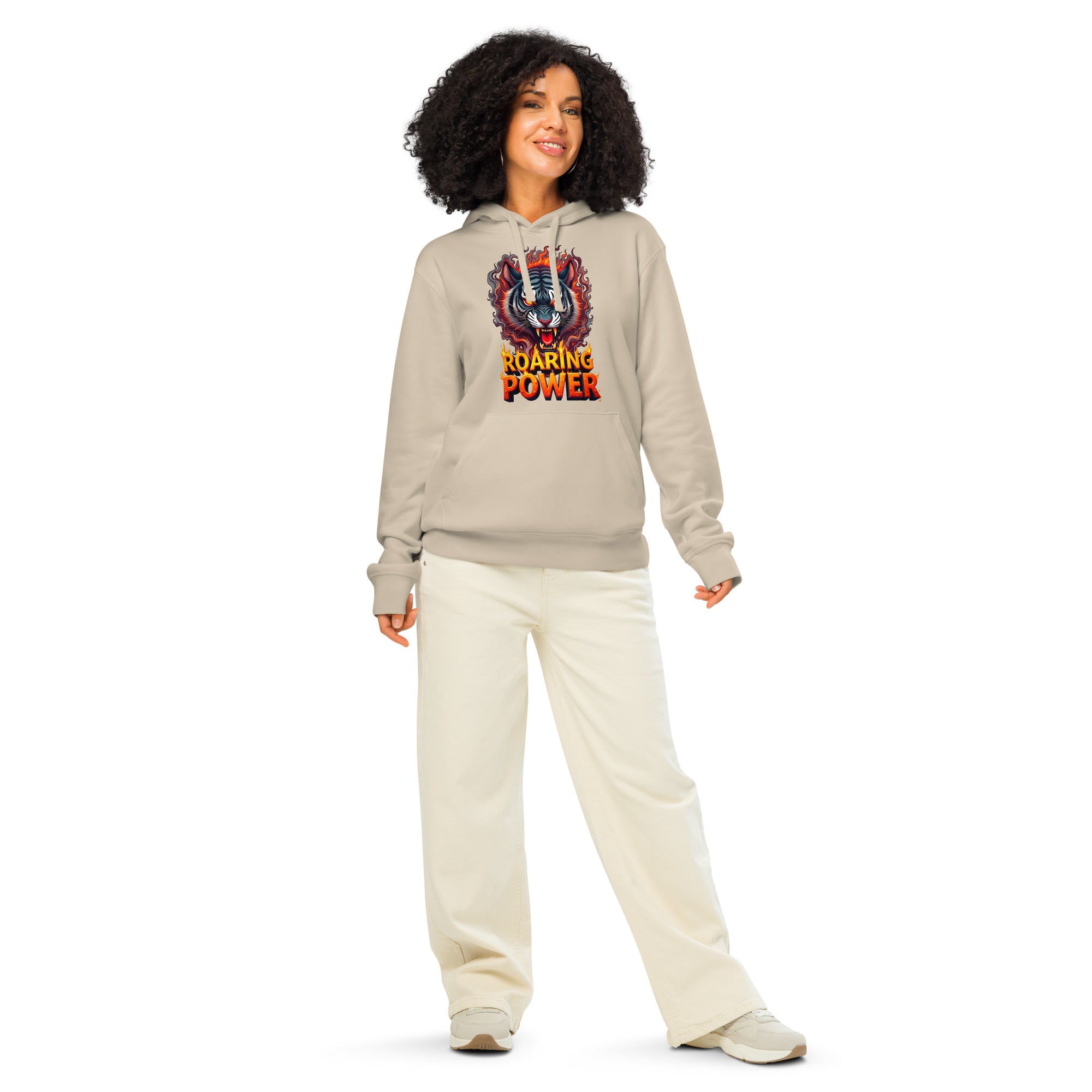Unisex organic mid-weight hoodie - Roaring Power Tiger Organic Hoodie – Fierce Eco Beast Warmth by printfluence.net