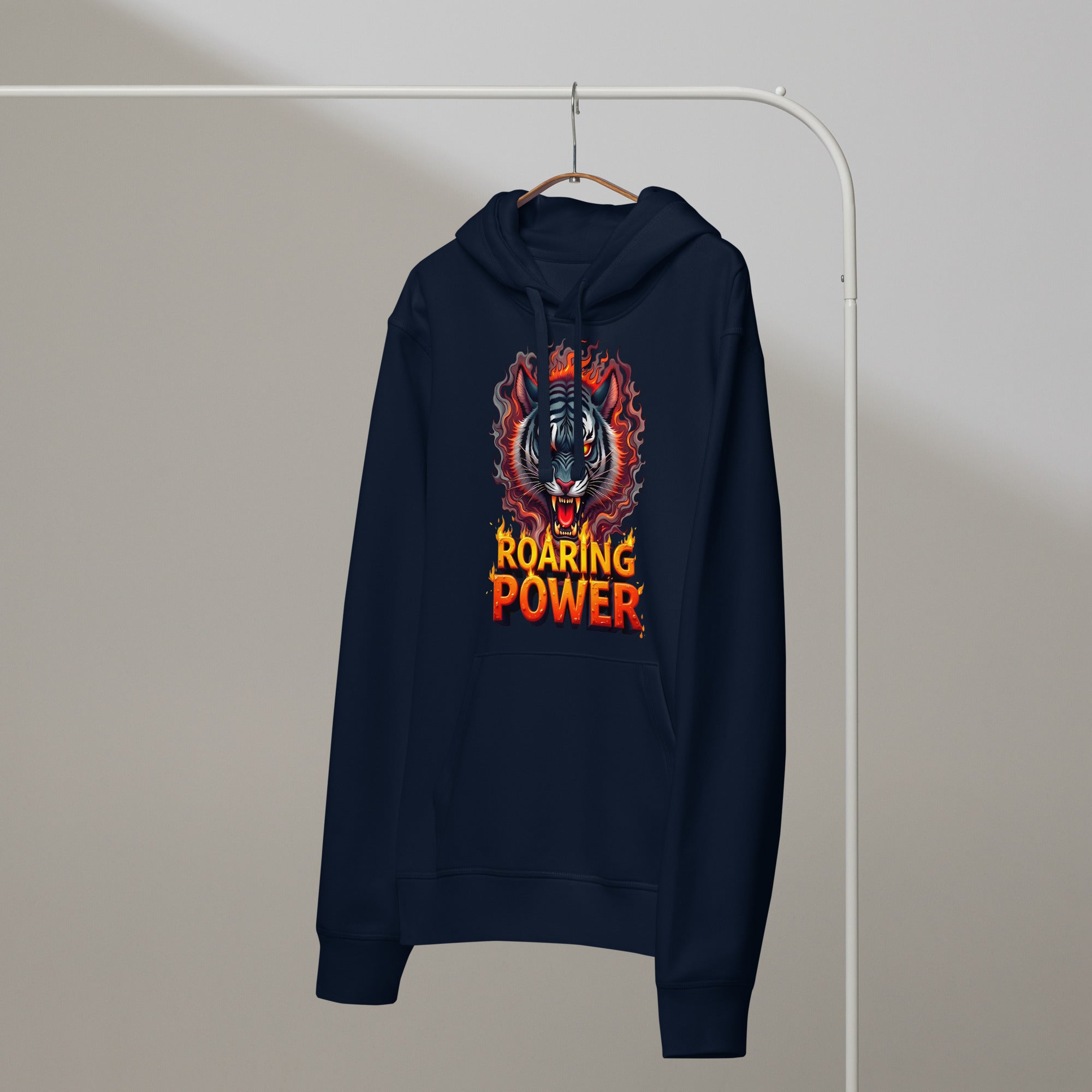 Unisex organic mid-weight hoodie - Roaring Power Tiger Organic Hoodie – Fierce Eco Beast Warmth by printfluence.net
