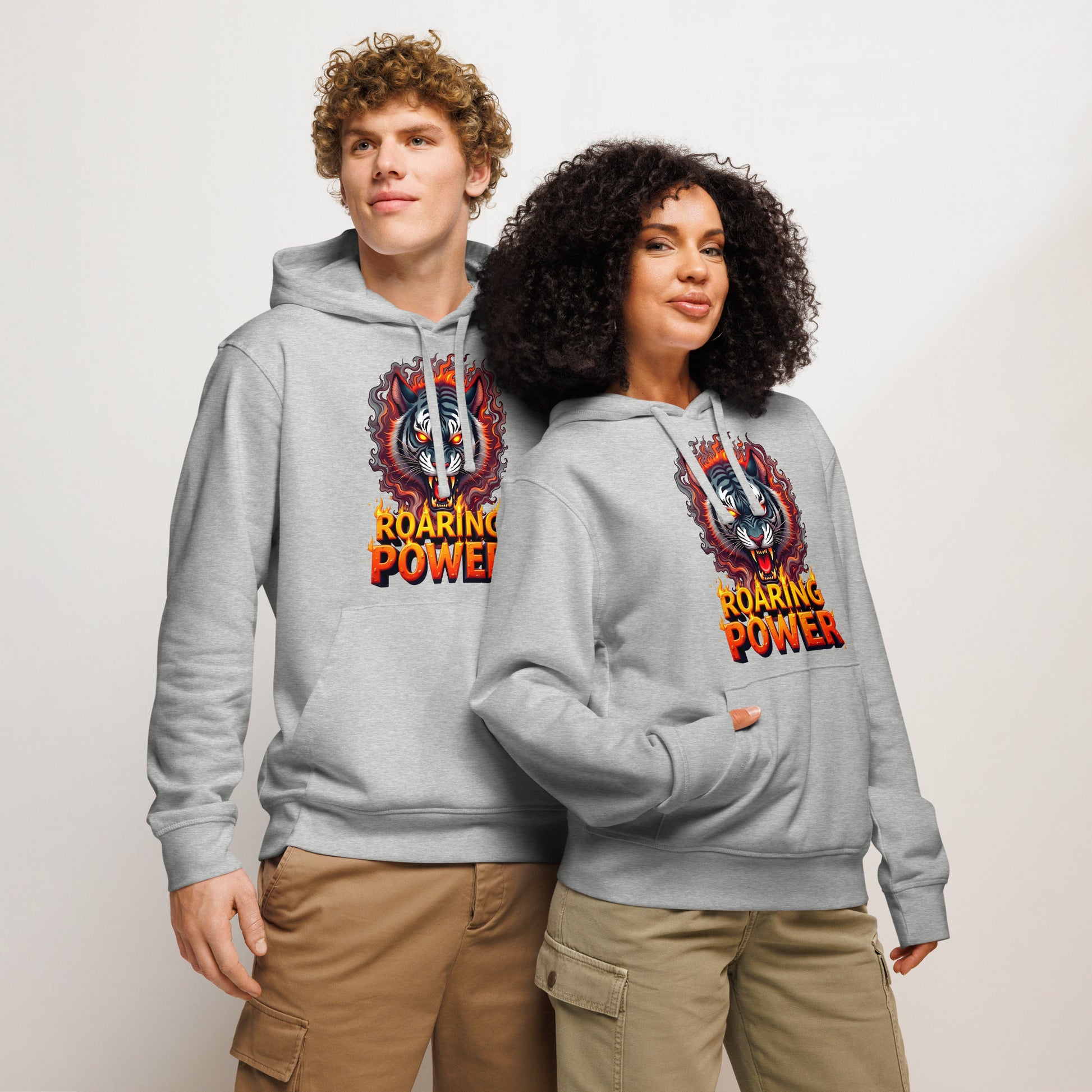 Unisex organic mid-weight hoodie - Roaring Power Tiger Organic Hoodie – Fierce Eco Beast Warmth by printfluence.net