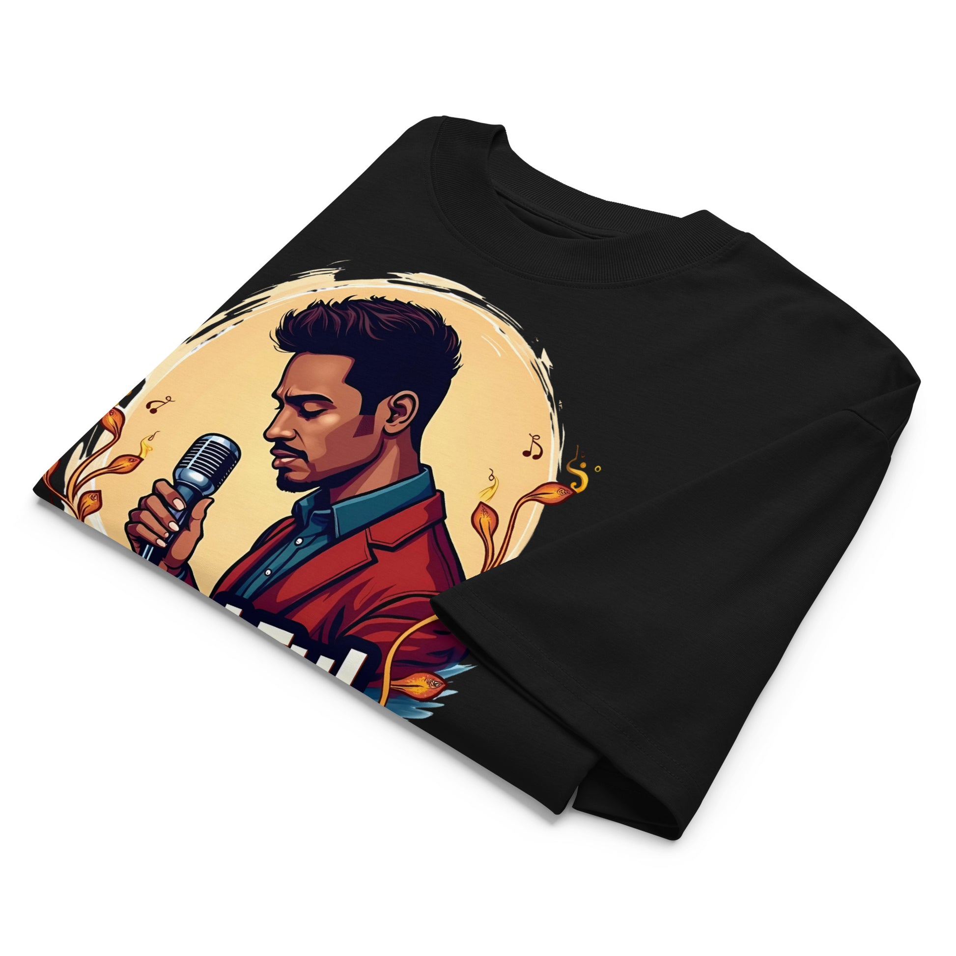 Unisex organic oversized high neck t-shirt - Soulful Voice Oversized T-Shirt – Unisex Organic High Neck Music Graphic by printfluence.net