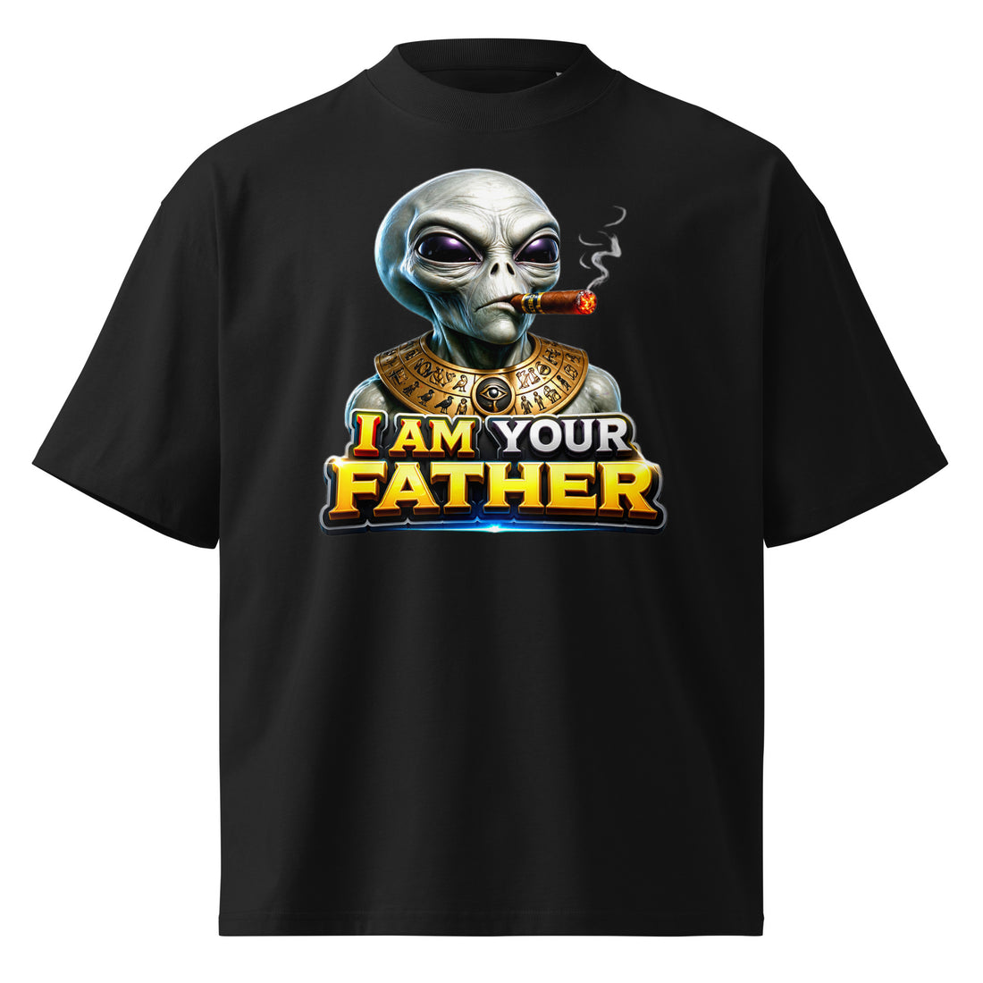 Unisex organic oversized high neck t-shirt - I Am Your Father - Ancient Alien Pharaoh by printfluence.net