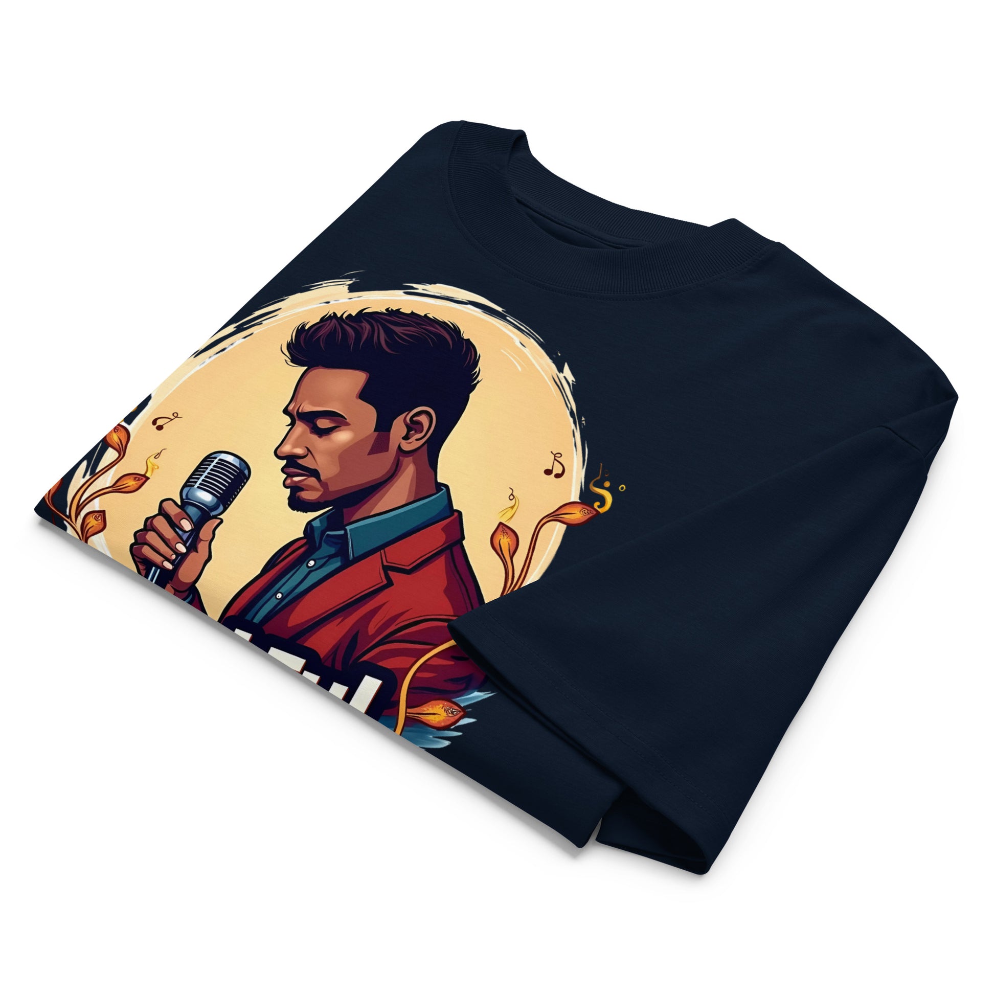 Unisex organic oversized high neck t-shirt - Soulful Voice Oversized T-Shirt – Unisex Organic High Neck Music Graphic by printfluence.net