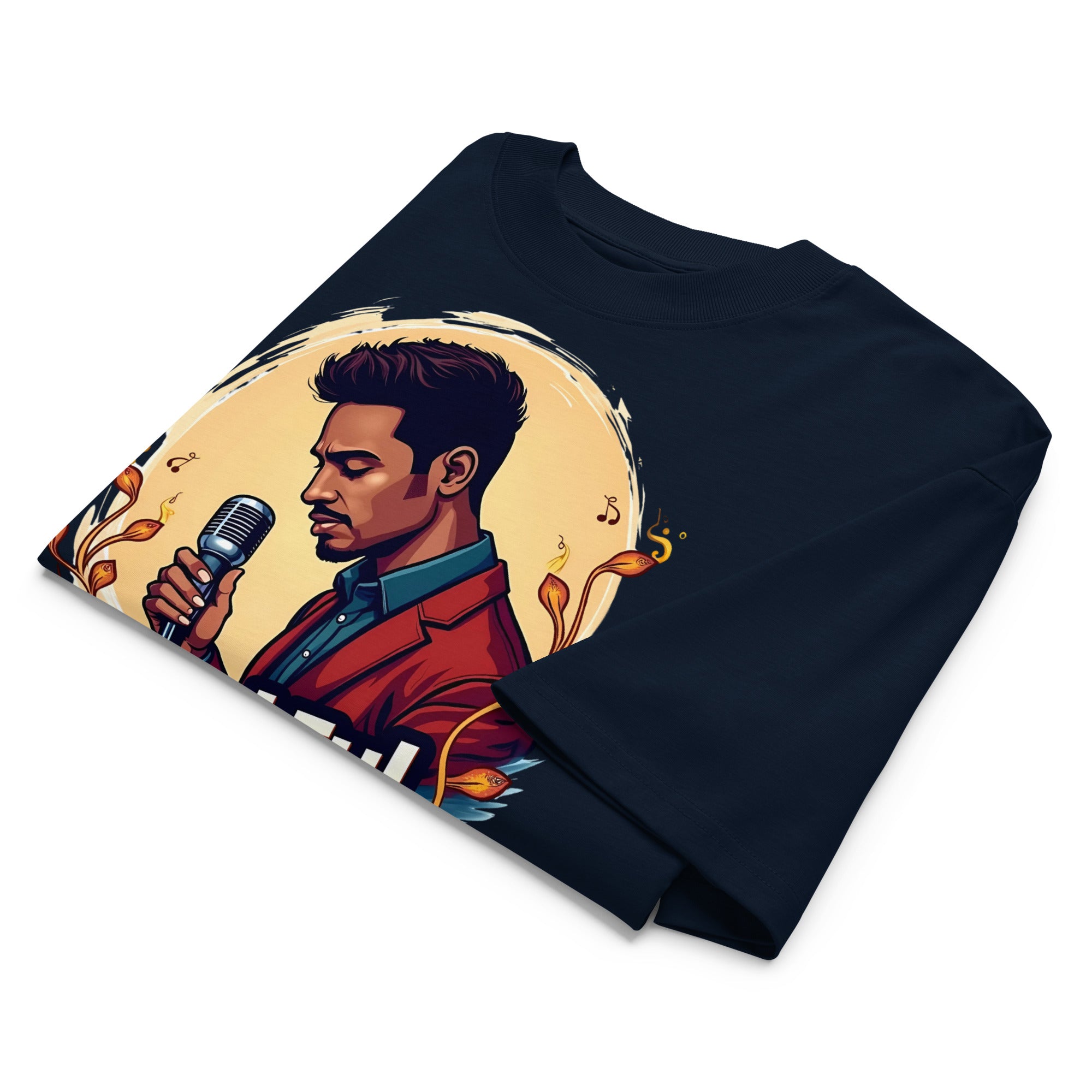 Unisex organic oversized high neck t-shirt - Soulful Voice Oversized T-Shirt – Unisex Organic High Neck Music Graphic by printfluence.net