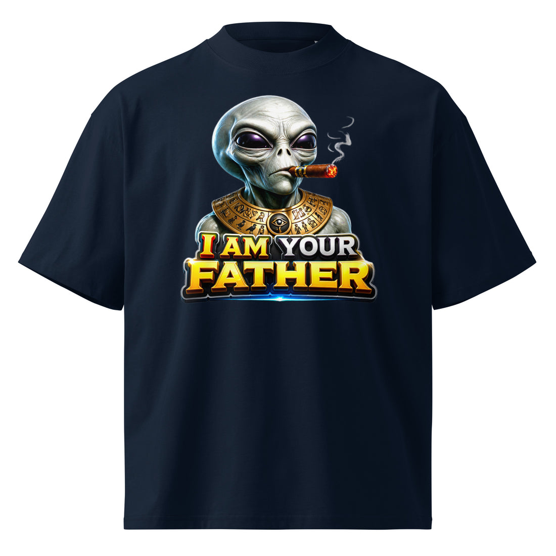 Unisex organic oversized high neck t-shirt - I Am Your Father - Ancient Alien Pharaoh by printfluence.net