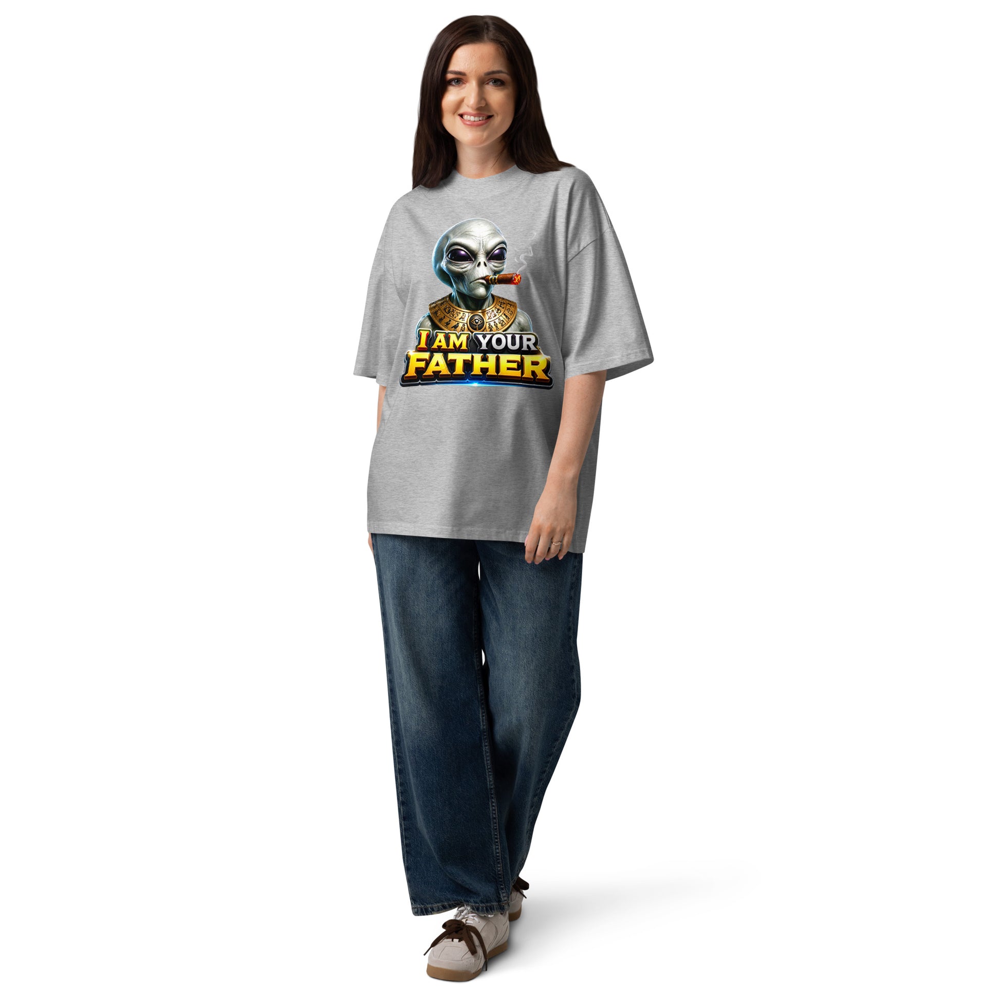 Unisex organic oversized high neck t-shirt - I Am Your Father - Ancient Alien Pharaoh by printfluence.net
