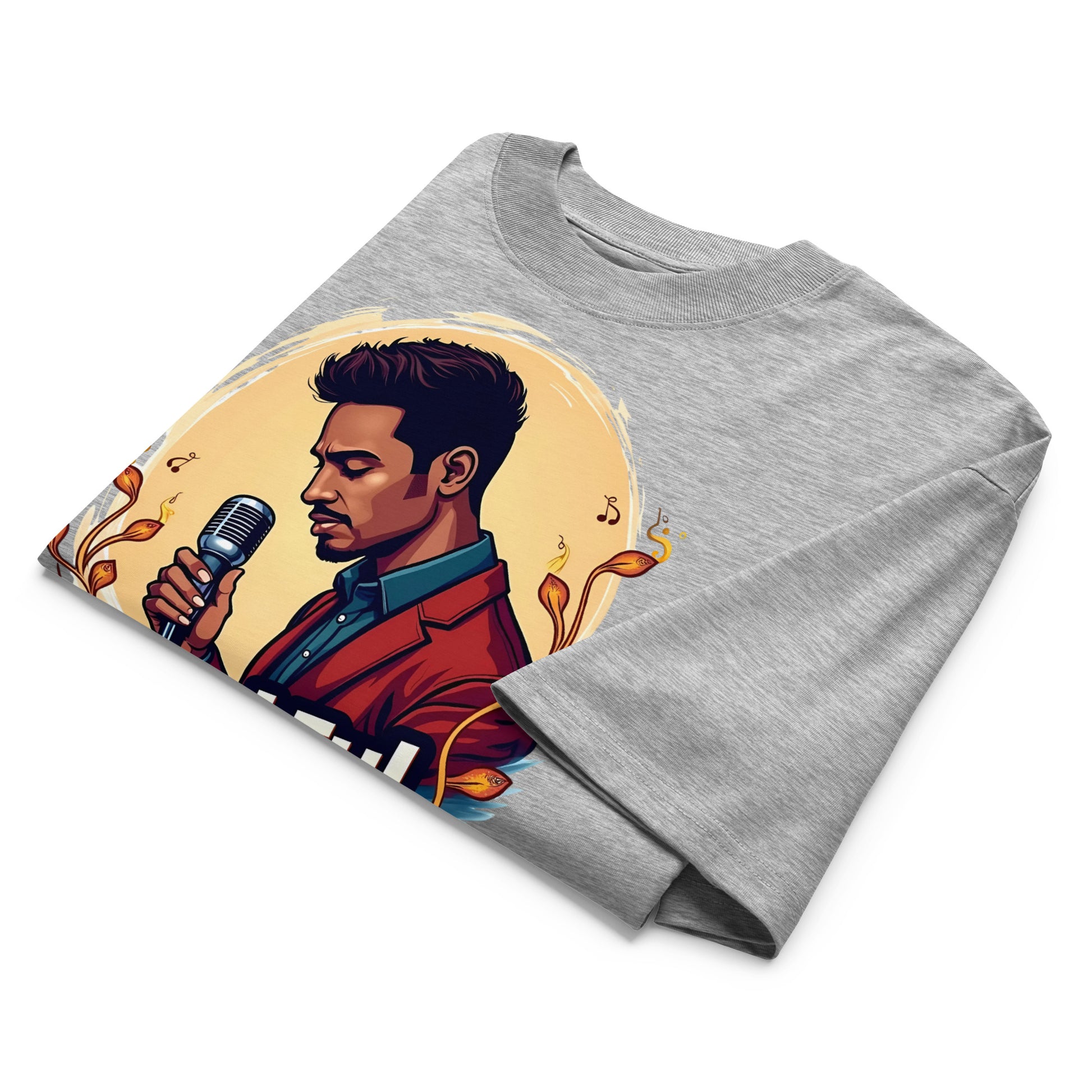 Unisex organic oversized high neck t-shirt - Soulful Voice Oversized T-Shirt – Unisex Organic High Neck Music Graphic by printfluence.net
