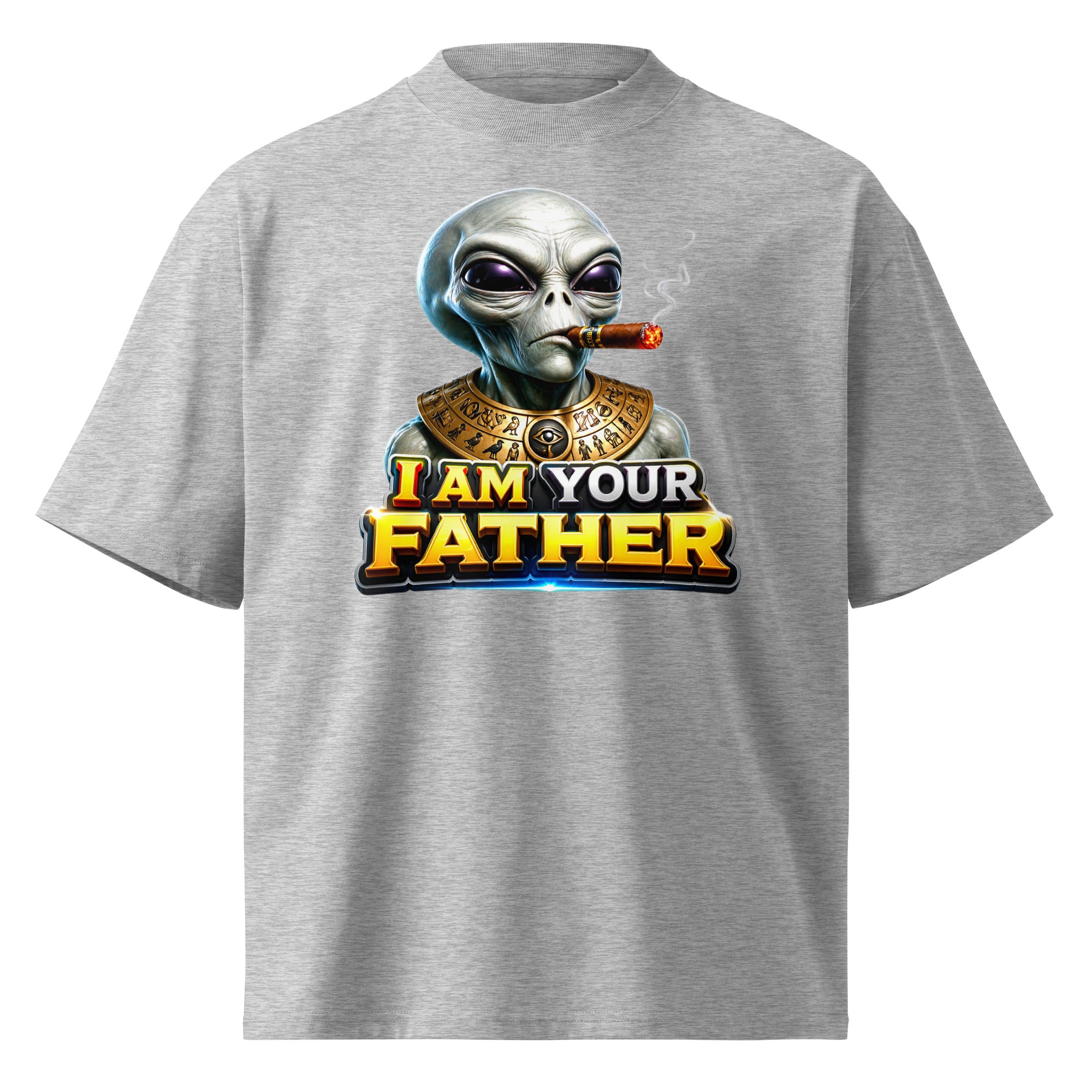 Unisex organic oversized high neck t-shirt - I Am Your Father - Ancient Alien Pharaoh by printfluence.net