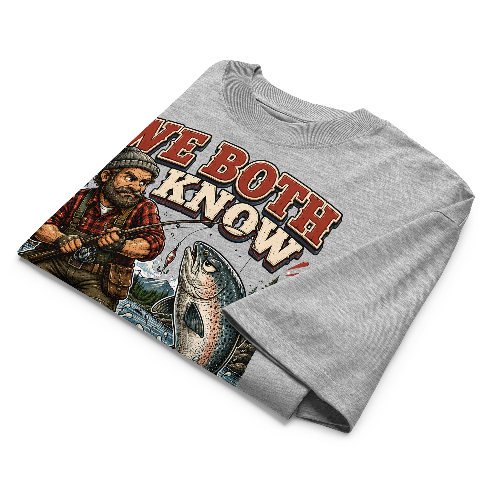 Who's Winning Fishing Oversized T-Shirt - Funny Trout Salmon Fishing Lovers High Neck Tee by printfluence.net