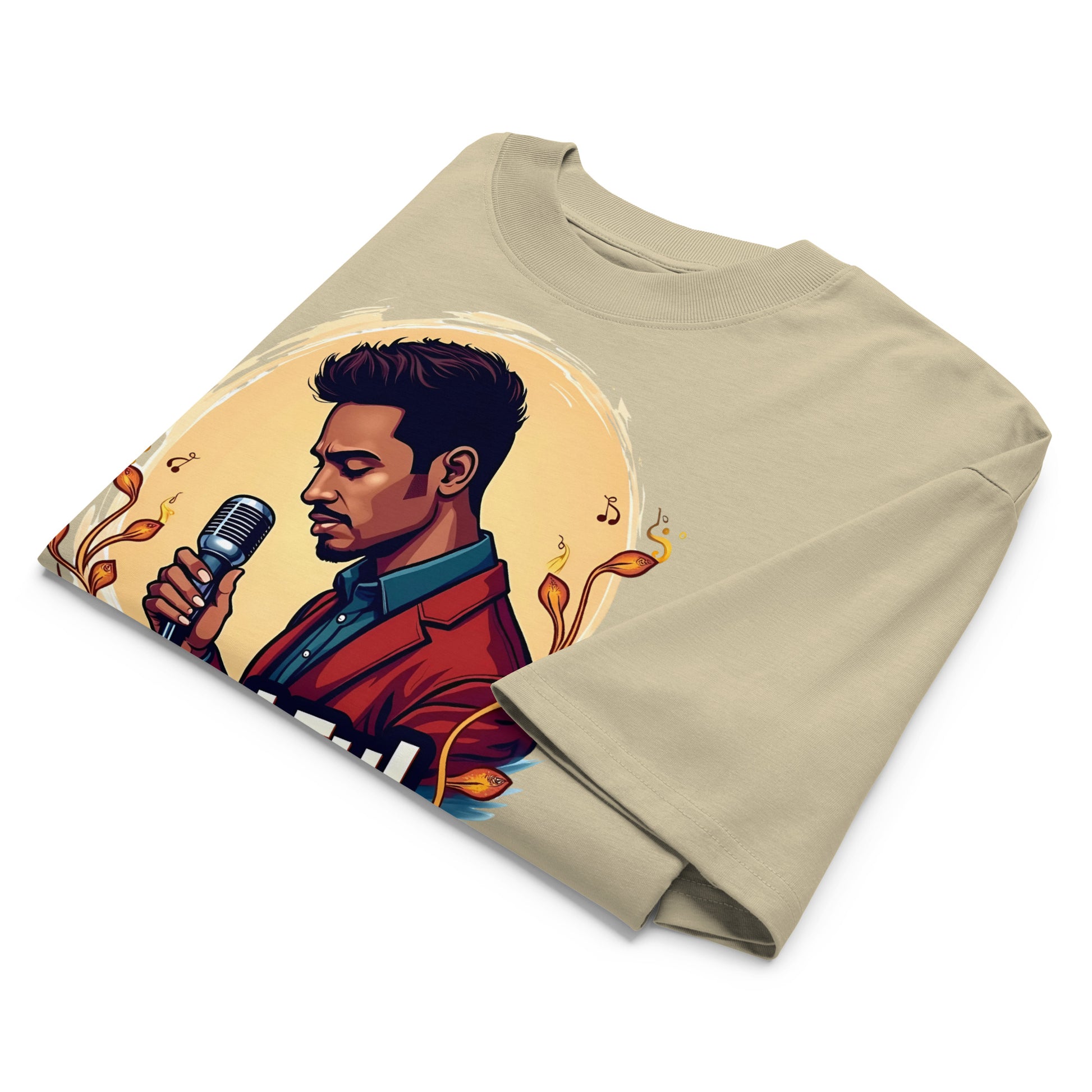 Unisex organic oversized high neck t-shirt - Soulful Voice Oversized T-Shirt – Unisex Organic High Neck Music Graphic by printfluence.net