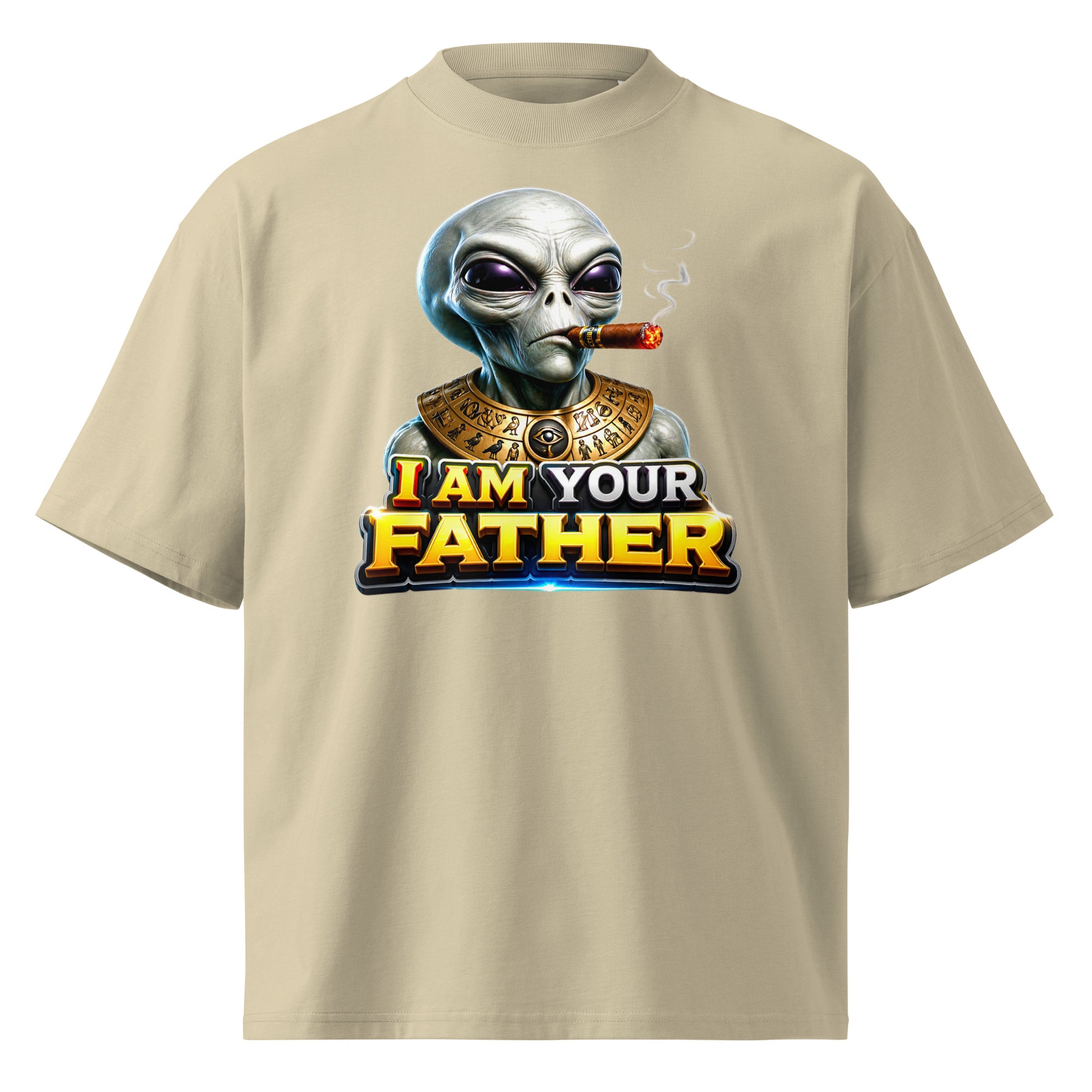Unisex organic oversized high neck t-shirt - I Am Your Father - Ancient Alien Pharaoh by printfluence.net