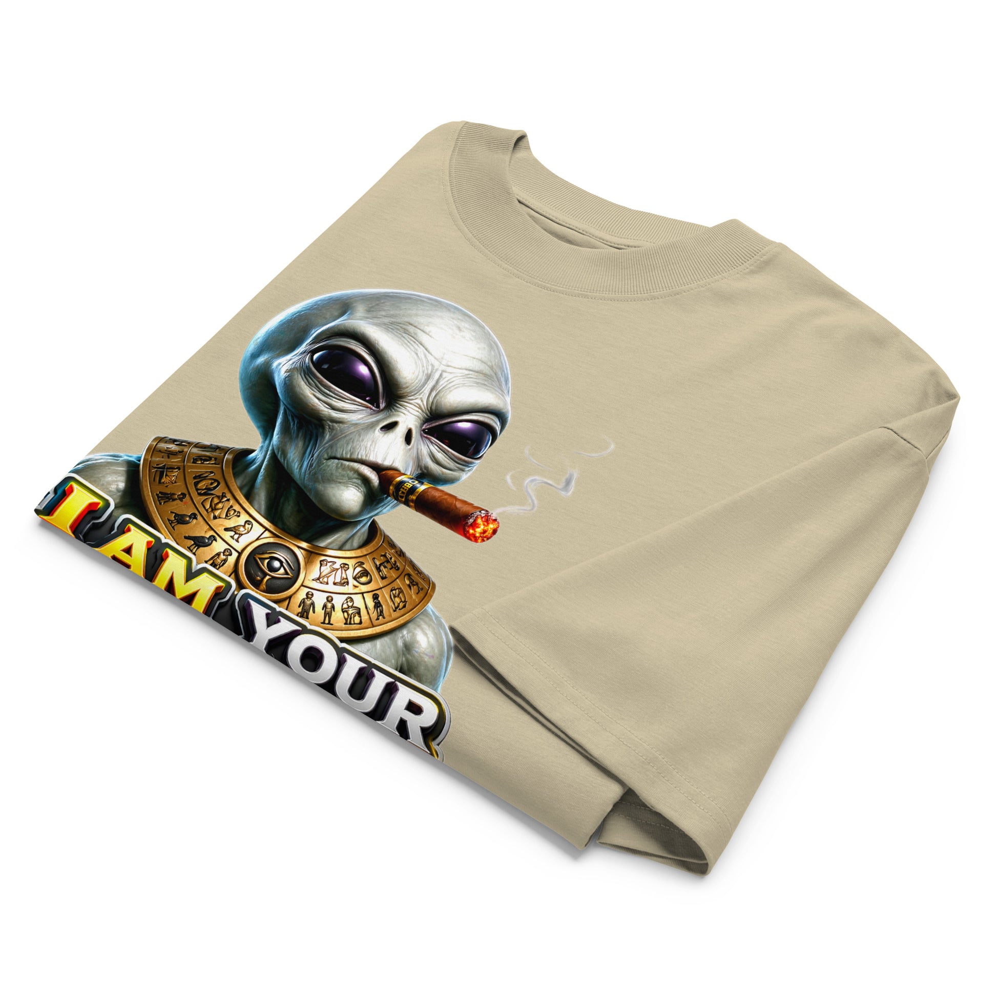 Unisex organic oversized high neck t-shirt - I Am Your Father - Ancient Alien Pharaoh by printfluence.net