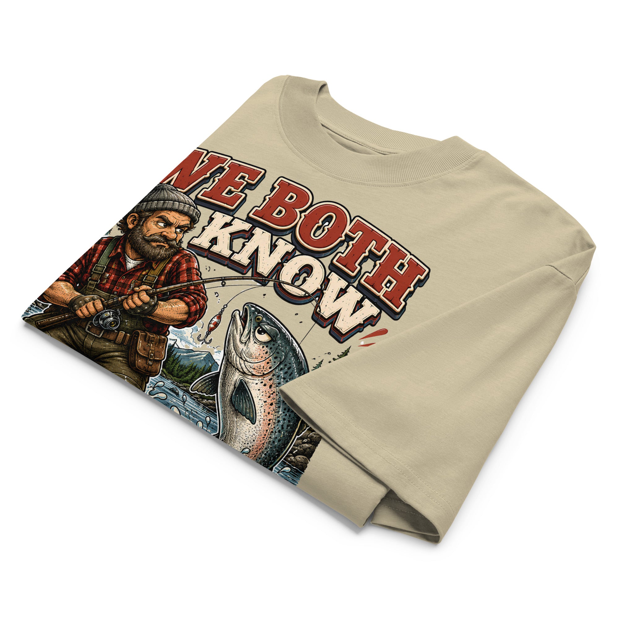 Who's Winning Fishing Oversized T-Shirt - Funny Trout Salmon Fishing Lovers High Neck Tee by printfluence.net