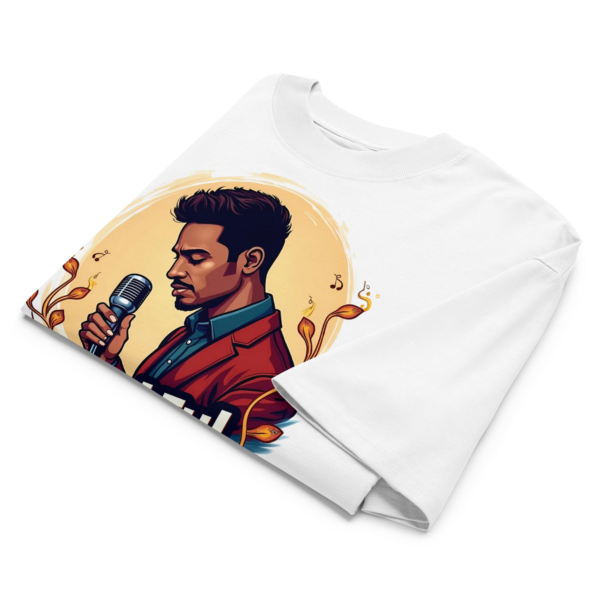 Unisex organic oversized high neck t-shirt - Soulful Voice Oversized T-Shirt – Unisex Organic High Neck Music Graphic by printfluence.net