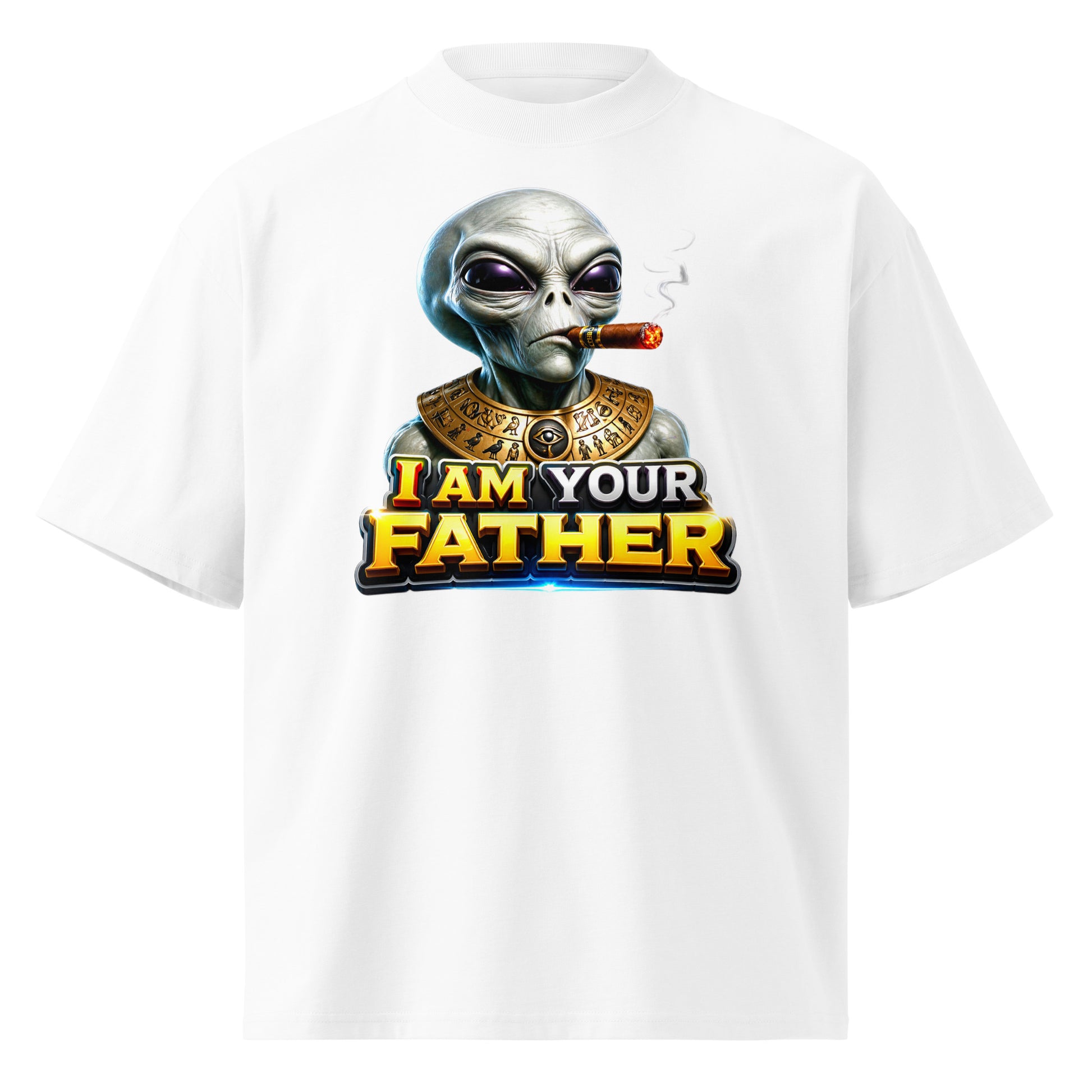 Unisex organic oversized high neck t-shirt - I Am Your Father - Ancient Alien Pharaoh by printfluence.net