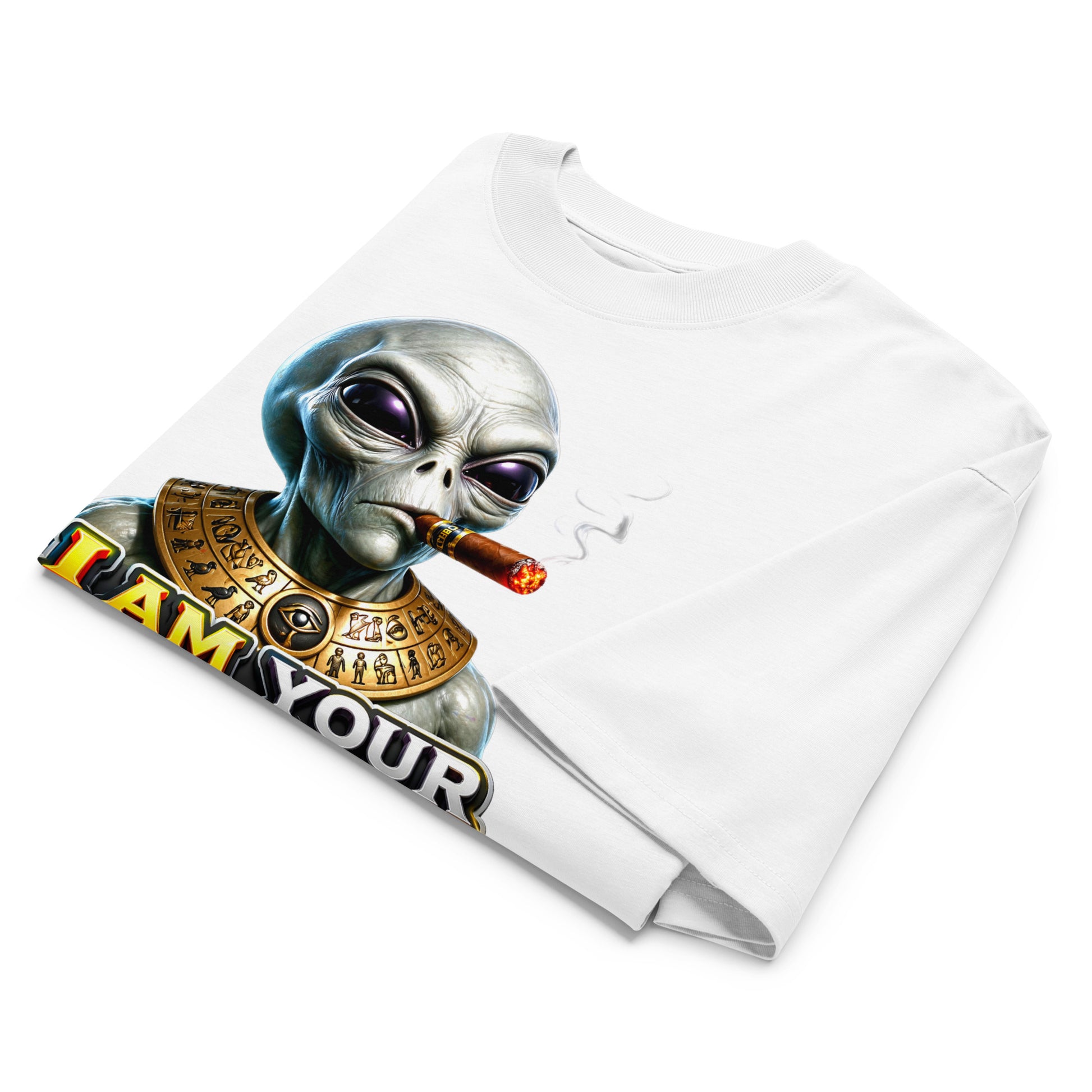 Unisex organic oversized high neck t-shirt - I Am Your Father - Ancient Alien Pharaoh by printfluence.net