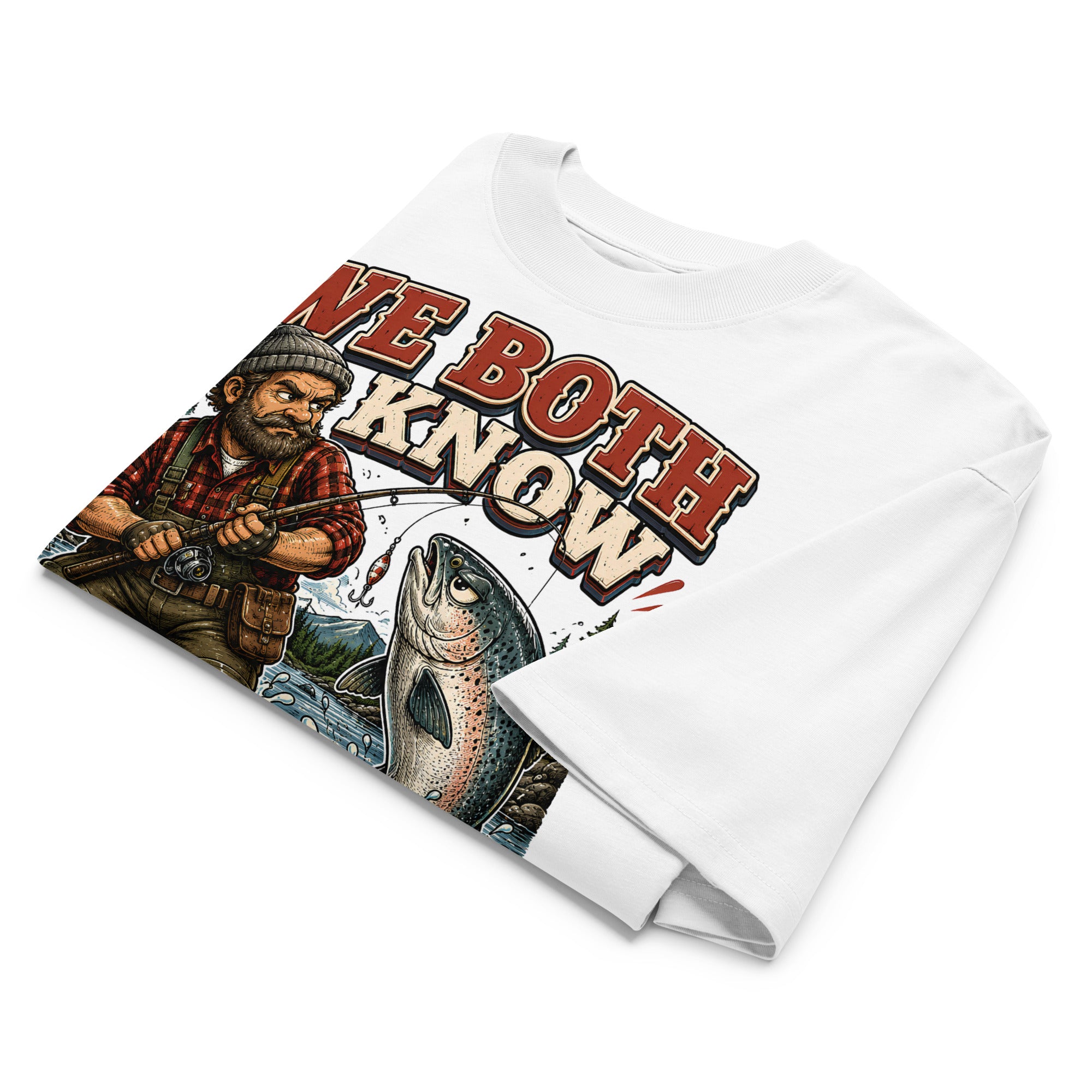 Who's Winning Fishing Oversized T-Shirt - Funny Trout Salmon Fishing Lovers High Neck Tee by printfluence.net