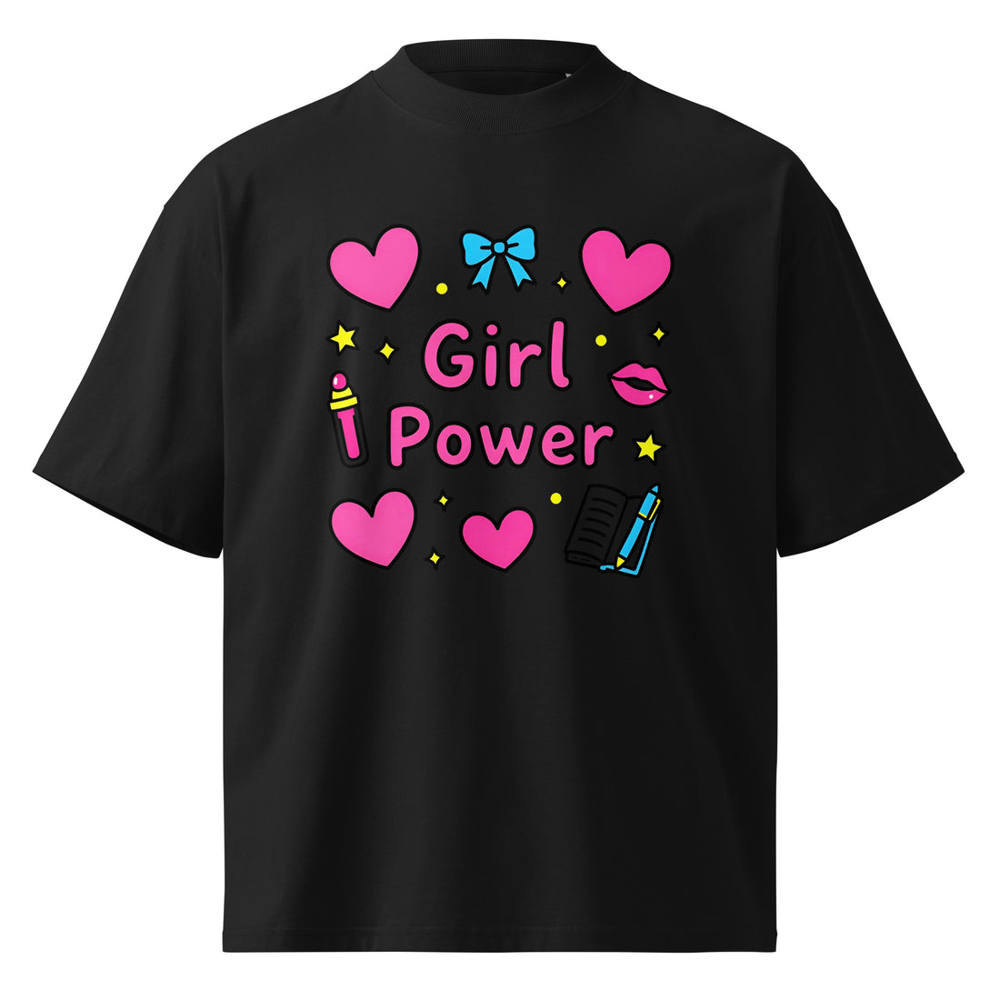 Unisex organic oversized high neck t-shirt - Girl Power Icons Oversized Organic Tee – For Elite Female Achievers by printfluence.net