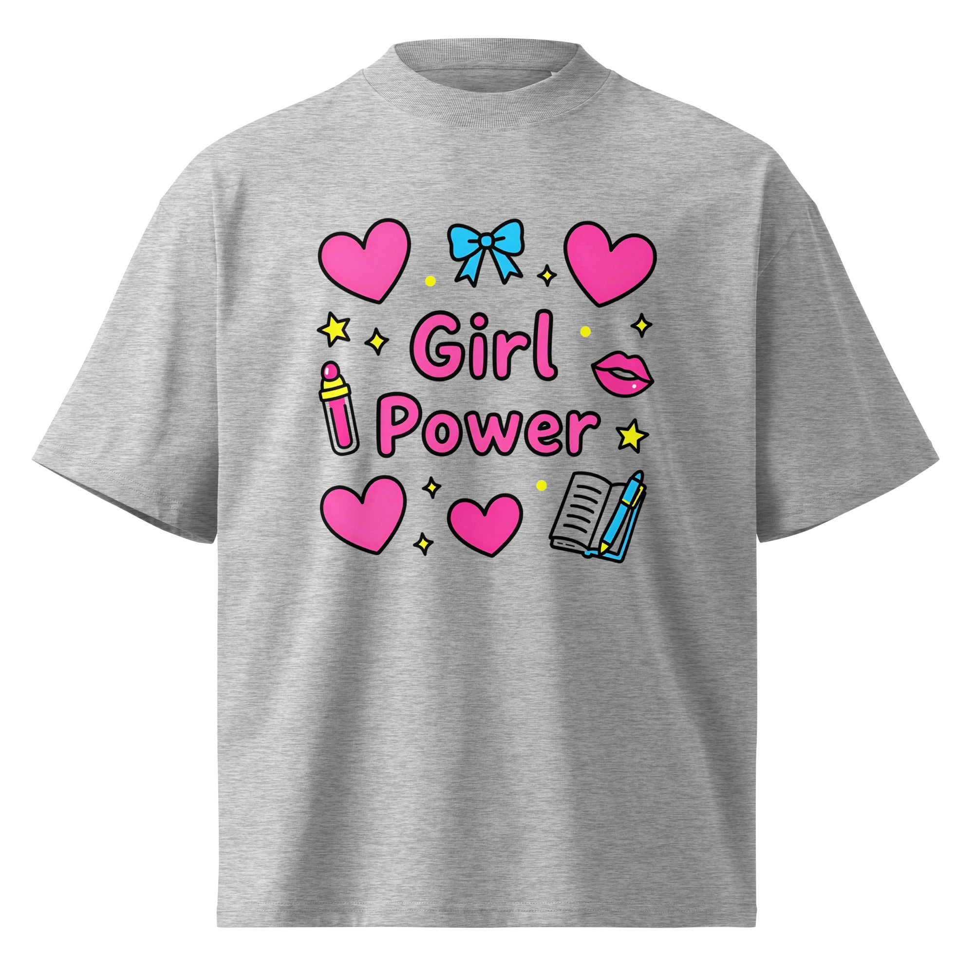 Unisex organic oversized high neck t-shirt - Girl Power Icons Oversized Organic Tee – For Elite Female Achievers by printfluence.net