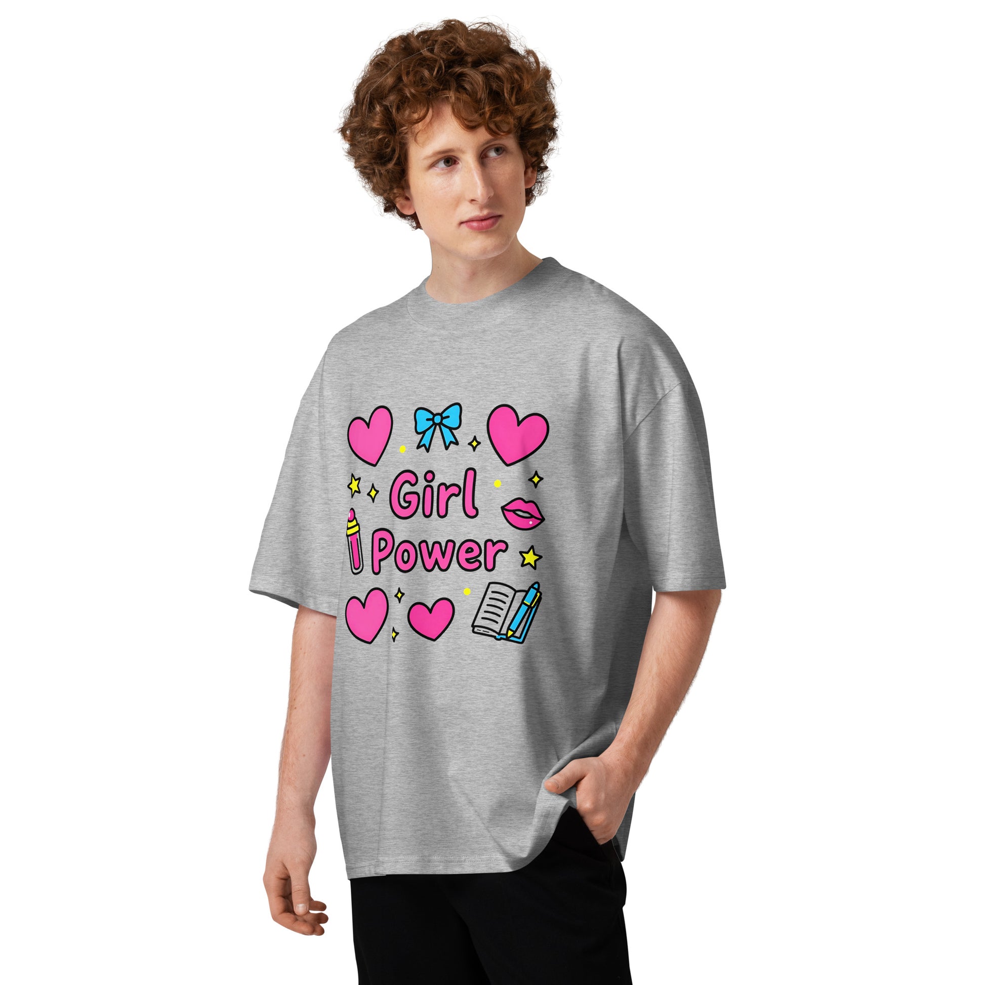 Unisex organic oversized high neck t-shirt - Girl Power Icons Oversized Organic Tee – For Elite Female Achievers by printfluence.net