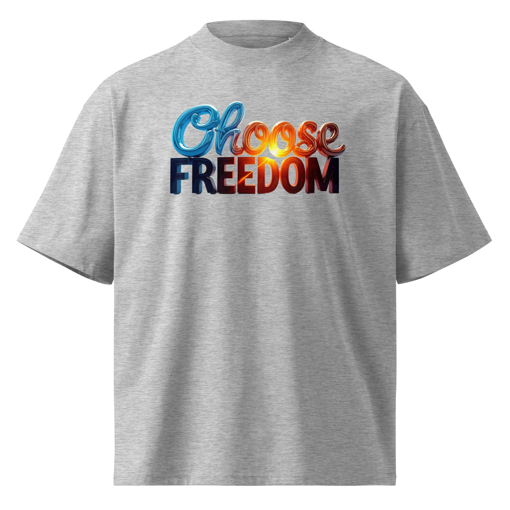 Unisex organic oversized high neck t-shirt - Choose Freedom Organic Oversized Tee – Bold Liberty Streetwear by printfluence.net
