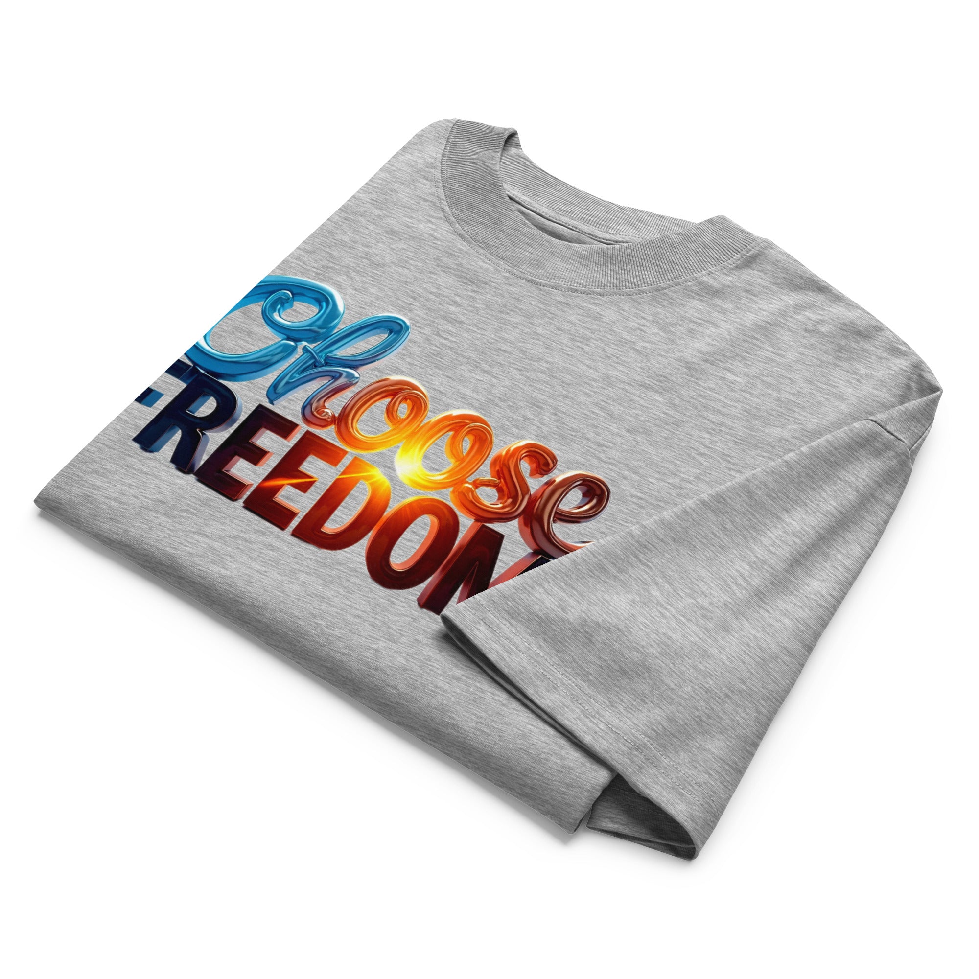 Unisex organic oversized high neck t-shirt - Choose Freedom Organic Oversized Tee – Bold Liberty Streetwear by printfluence.net