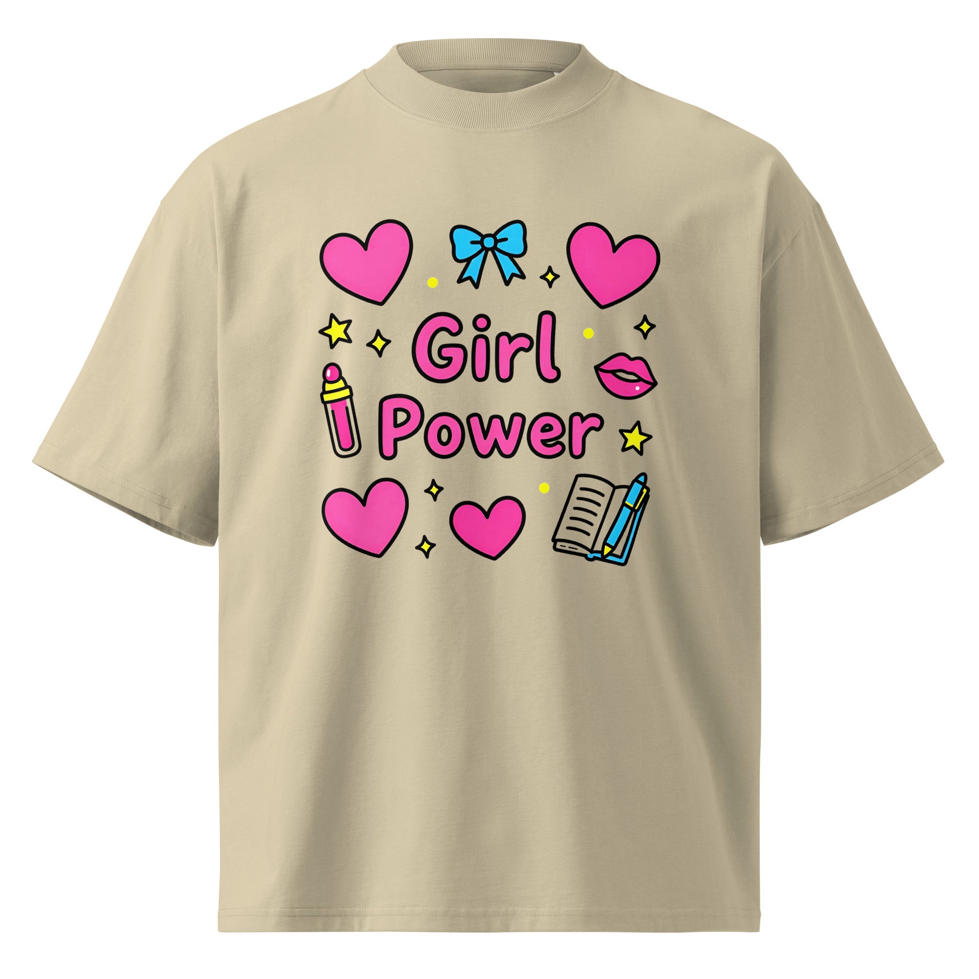 Unisex organic oversized high neck t-shirt - Girl Power Icons Oversized Organic Tee – For Elite Female Achievers by printfluence.net
