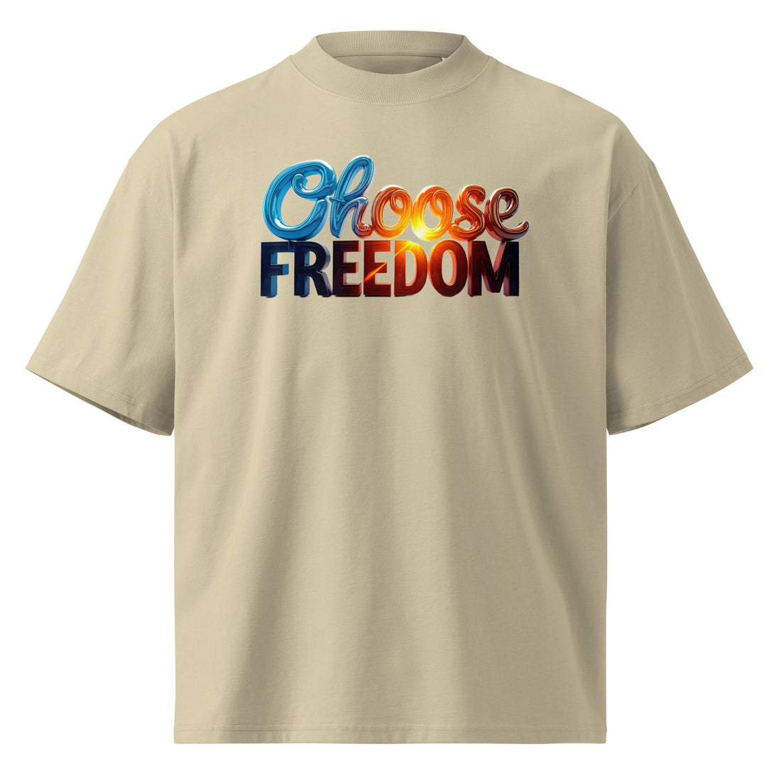 Unisex organic oversized high neck t-shirt - Choose Freedom Organic Oversized Tee – Bold Liberty Streetwear by printfluence.net