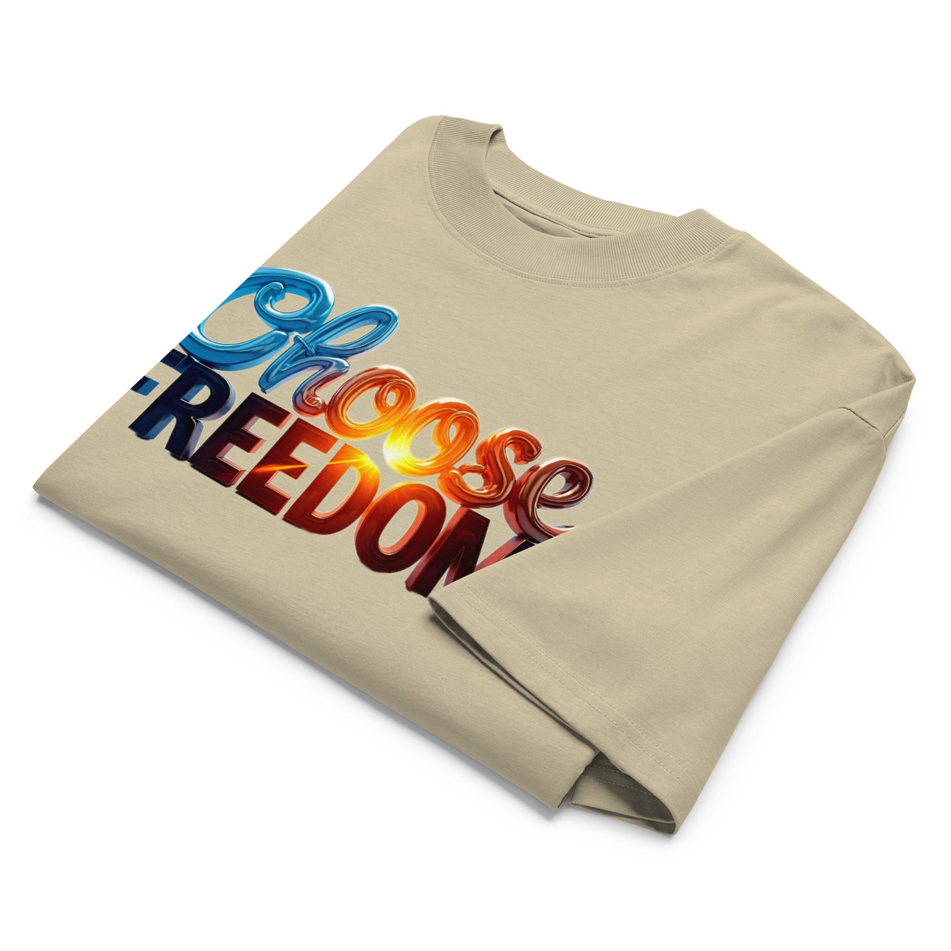 Unisex organic oversized high neck t-shirt - Choose Freedom Organic Oversized Tee – Bold Liberty Streetwear by printfluence.net