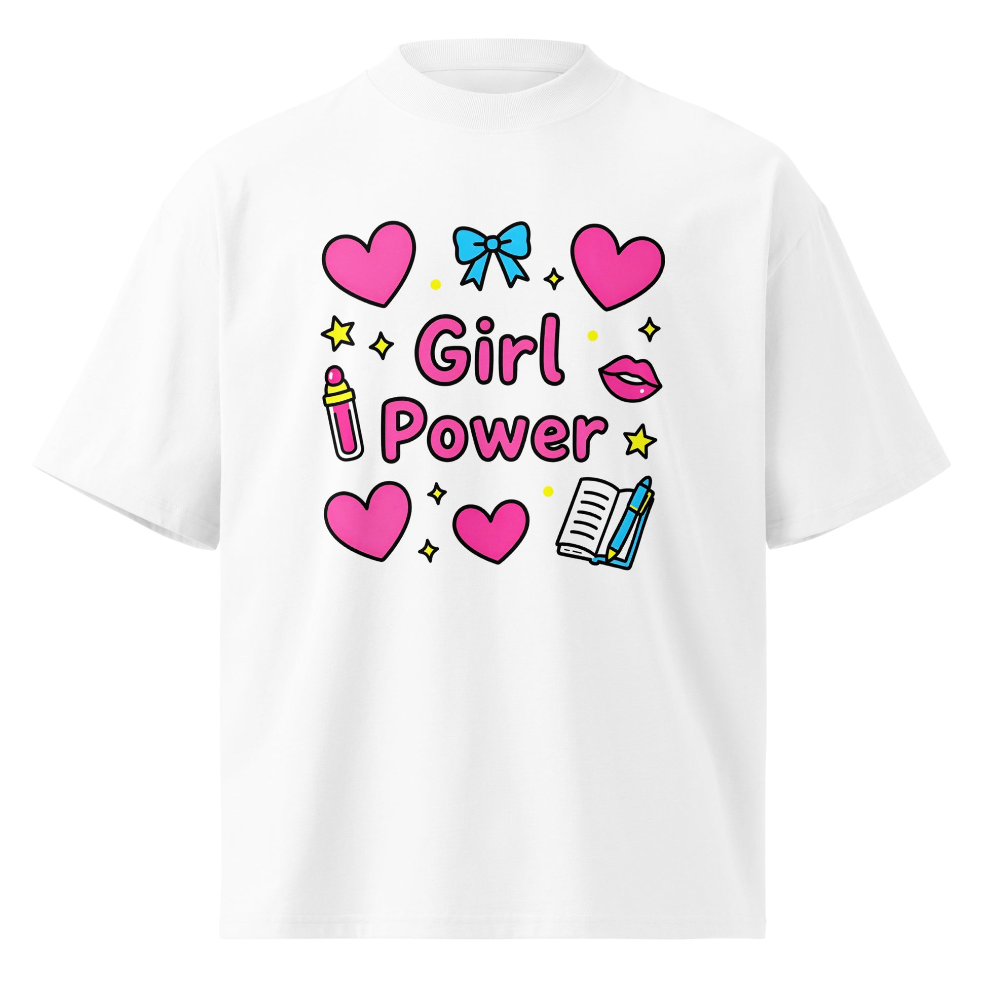 Unisex organic oversized high neck t-shirt - Girl Power Icons Oversized Organic Tee – For Elite Female Achievers by printfluence.net