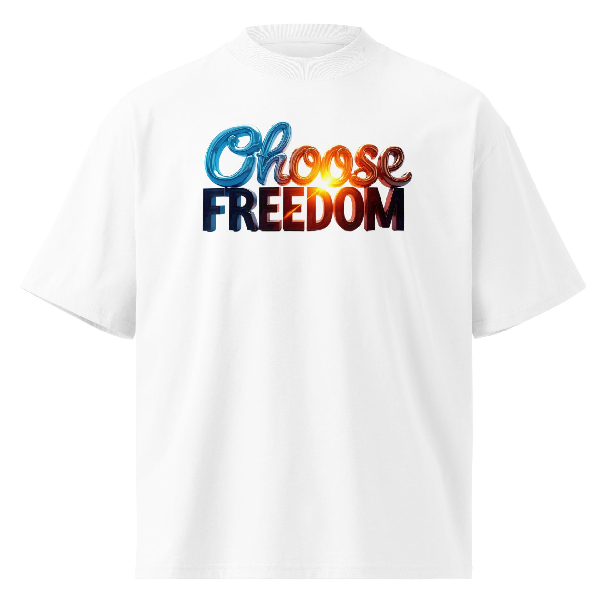 Unisex organic oversized high neck t-shirt - Choose Freedom Organic Oversized Tee – Bold Liberty Streetwear by printfluence.net