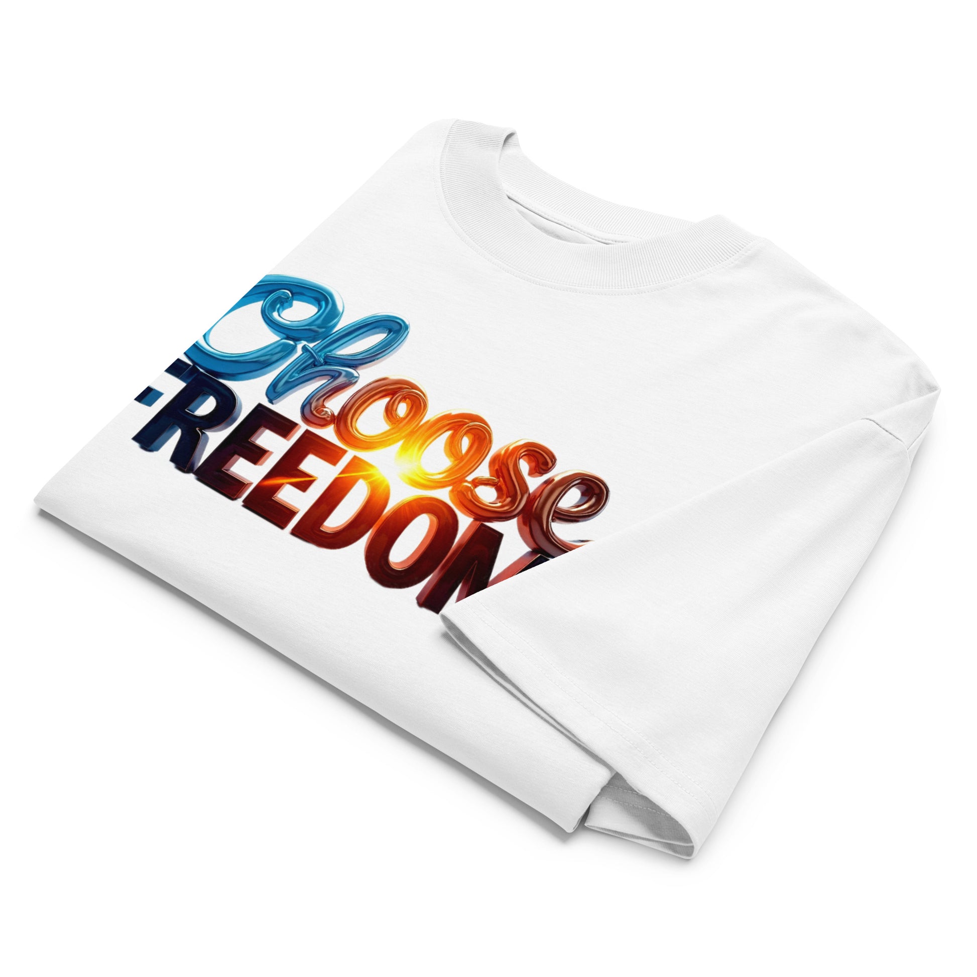 Unisex organic oversized high neck t-shirt - Choose Freedom Organic Oversized Tee – Bold Liberty Streetwear by printfluence.net