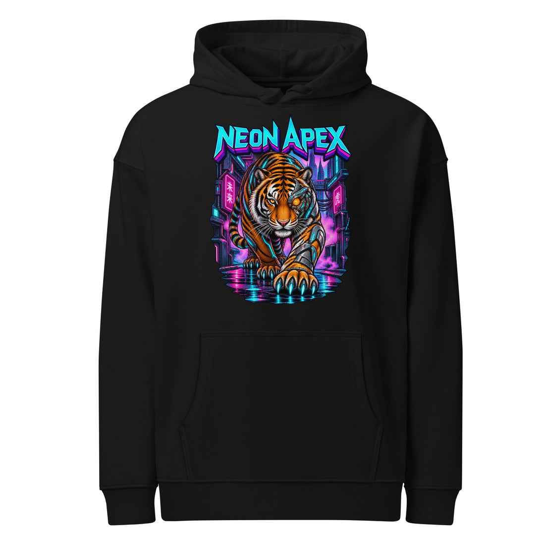 Cyberpunk Animals Lovers | Unisex Organic Relaxed Slammer 2.0 Hoodie — NEON APEX by printfluence